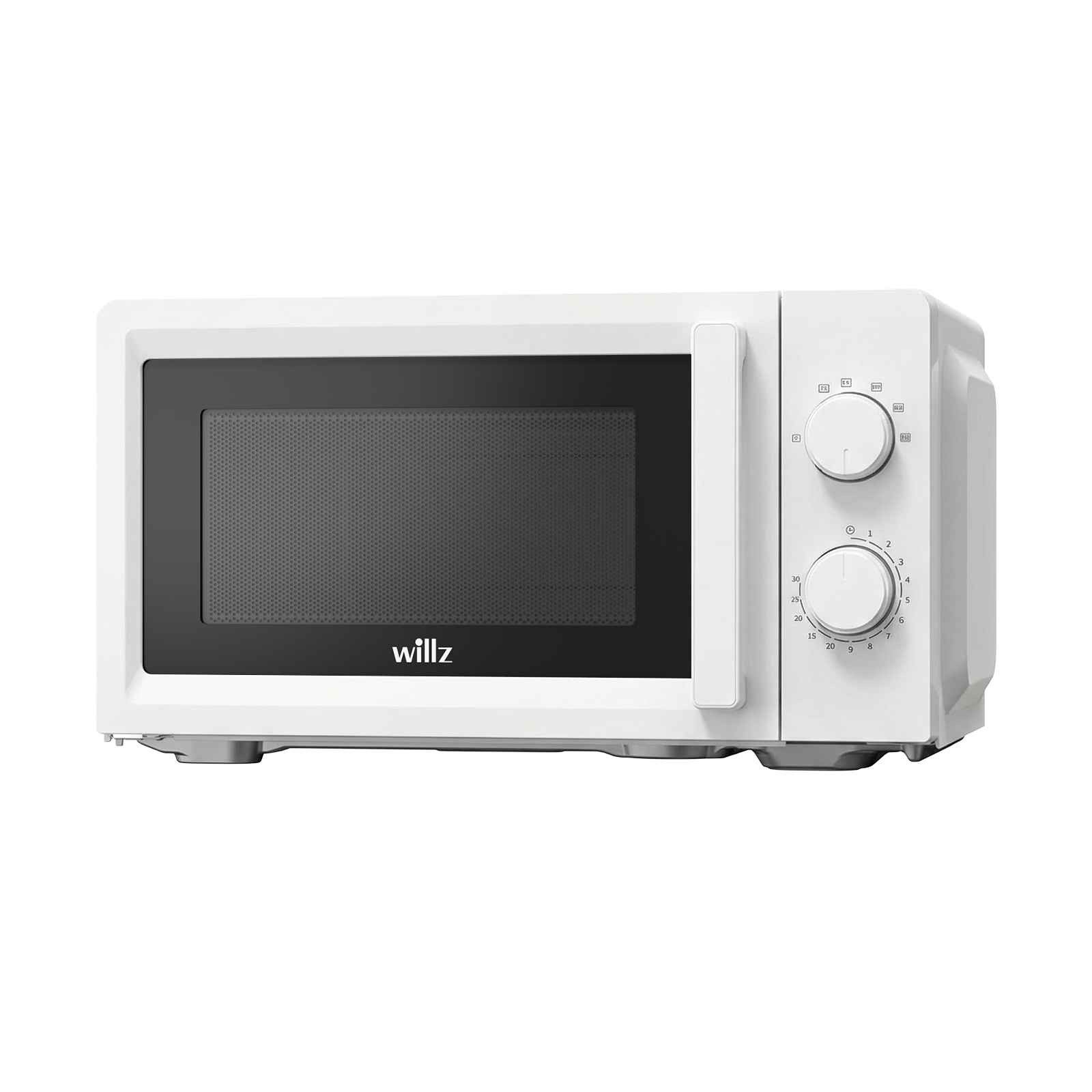 BBWL Mikrowelle 20L, 700W, mechanisch mit Drehreglern, 6 Leistungsstufen, Timer bis 30 Min, Schwarz/Weiß