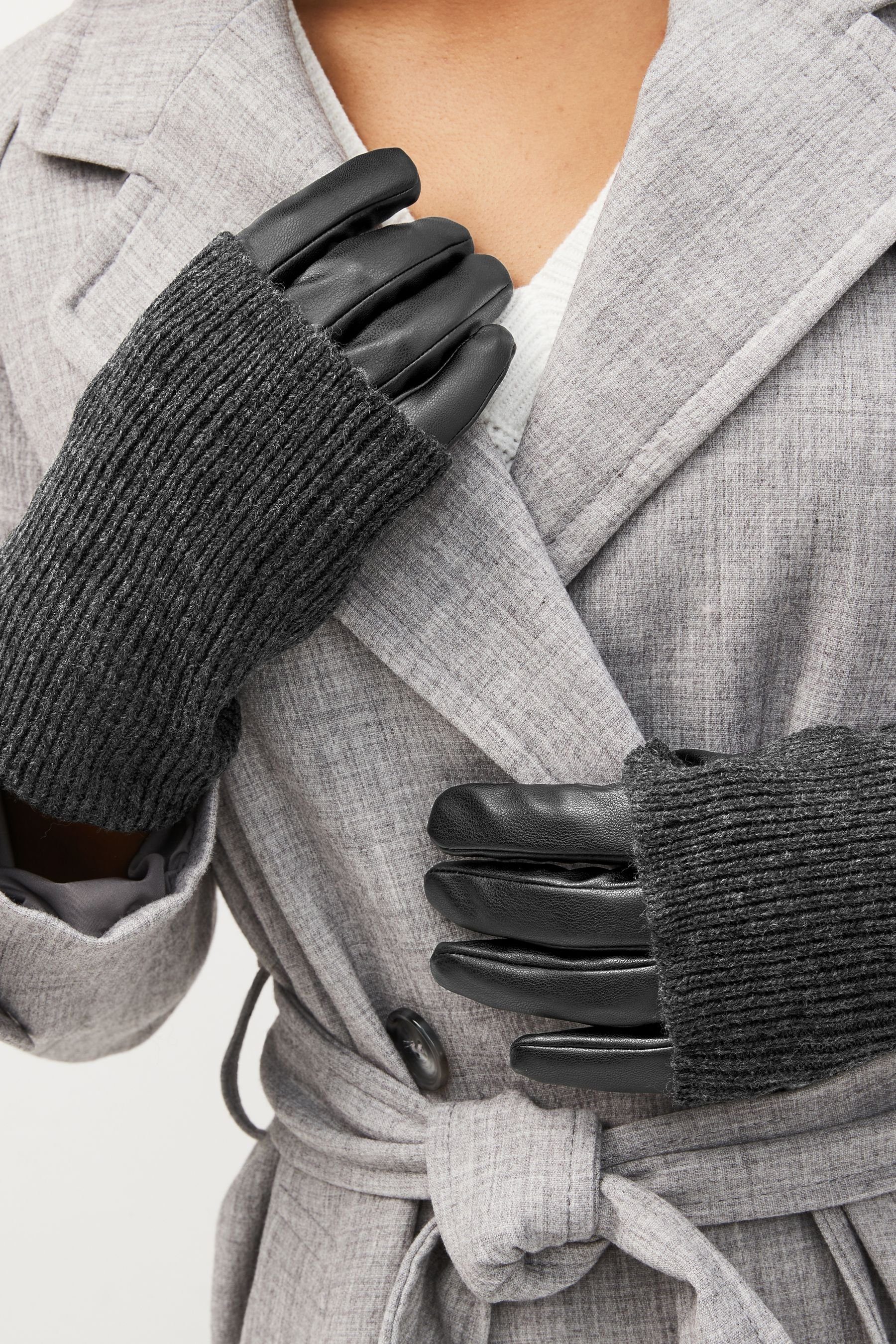 Handwärmer Strickhandschuhe Next PU-Handschuh
