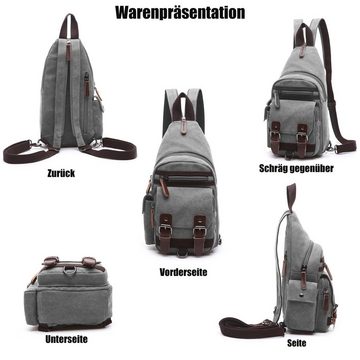 TAN.TOMI Umhängetasche Brusttasche Herren Schultertasche Sling Bag Rucksack Damen und Herren, Umhängetaschen Klein, Canvas Brusttasche zum Wandern Radfahren Reisen