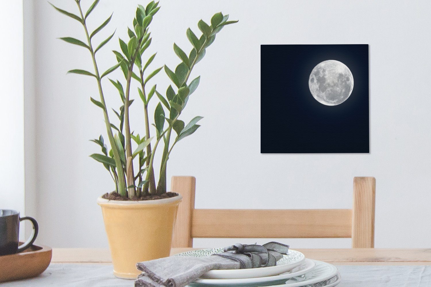 OneMillionCanvasses® Leinwandbild Mond - Himmel Nacht, Schlafzimmer (1 Leinwand - St), Wohnzimmer für Bilder