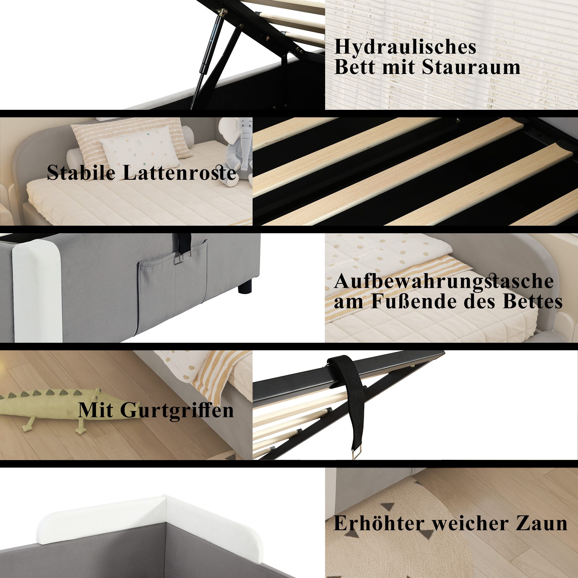 REDOM Schlafsofa mit Erhöhter Weicher Zaun, Hydraulischem Stauraum, 90x200c günstig online kaufen