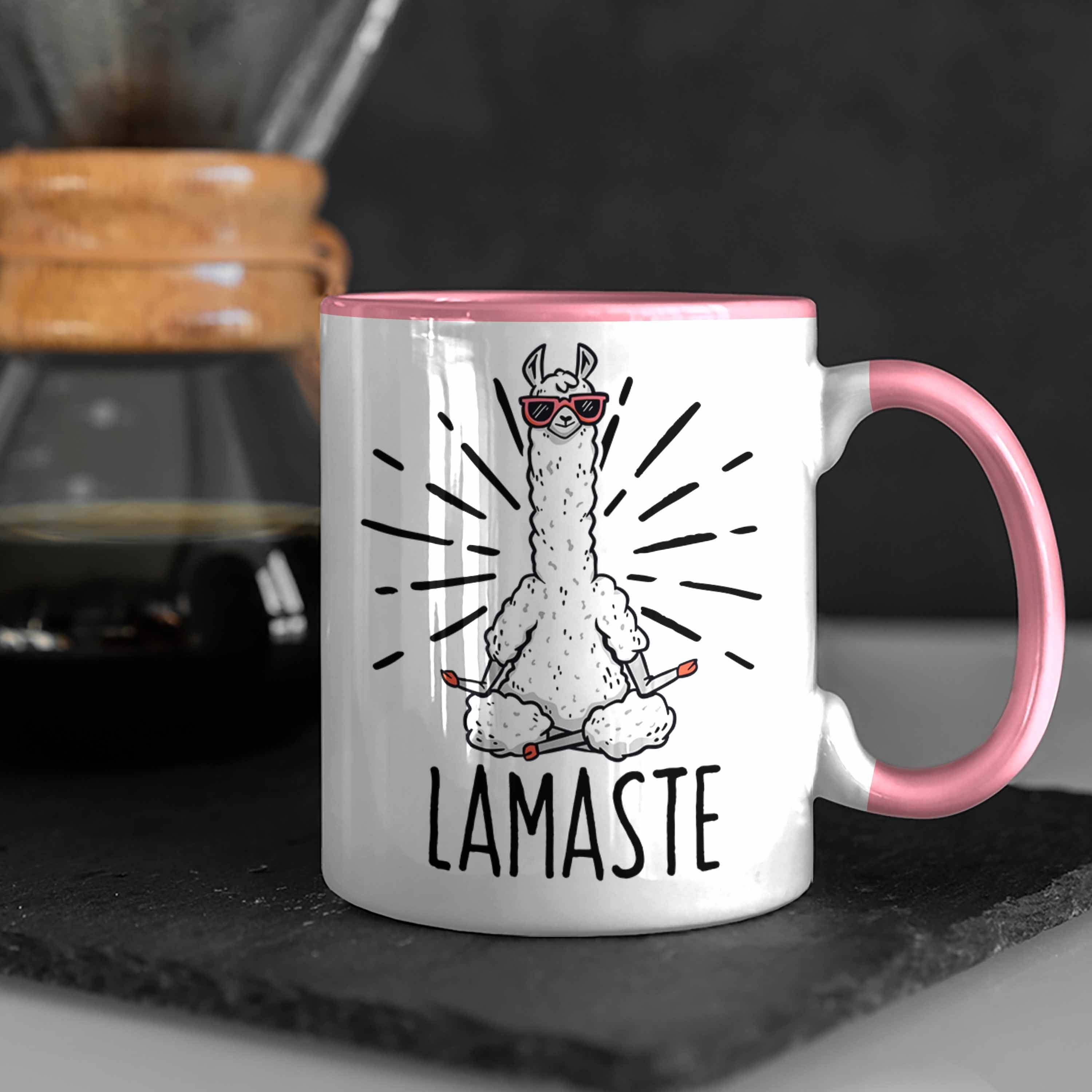 Rosa Geschenk für Tasse Meditations-Tasse Meditieren Llama Meditationsliebhaber Trendation