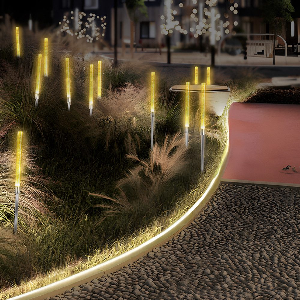 Salcar LED Solarleuchte 2er Set Solarleuchten Garten LED Solar Schilf Gartenleuchten Warmweiß, Blasenförmig, Wasserdicht für Außen Balkon 2 Modi mit Erdspieß