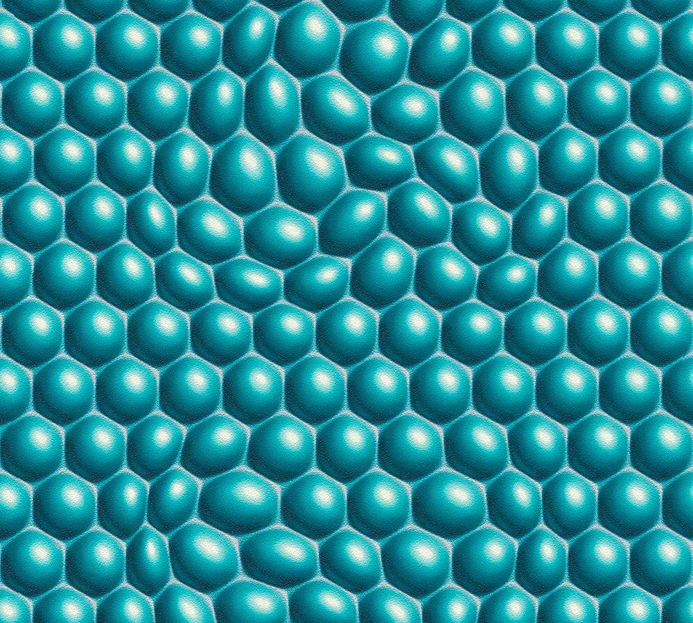 A.S. Création living walls Mac türkis/blau/silberfarben Stopa, grafisch 3D-Optik, geometrisch, Vliestapete