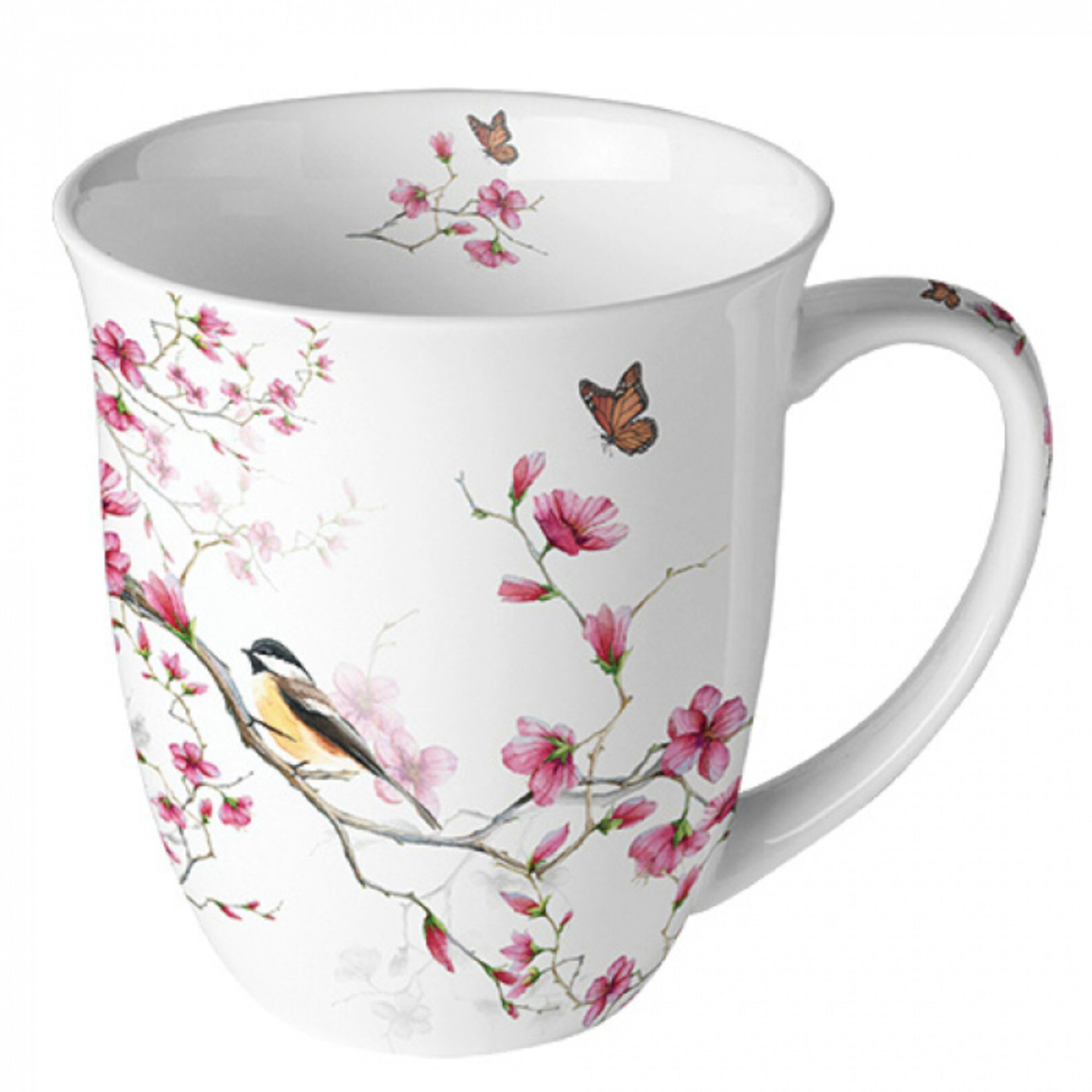 0,4 Blumen Tasse l, Vögel Tasse weiß und Ambiente Porzellan