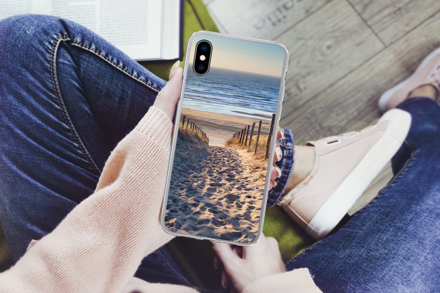 MuchoWow Handyhülle für Apple iPhone XS Strand - Meer - Niederlande - Dünen - Sonne, Smartphone-Bumper, Print, Handy Schutzhülle Dünn