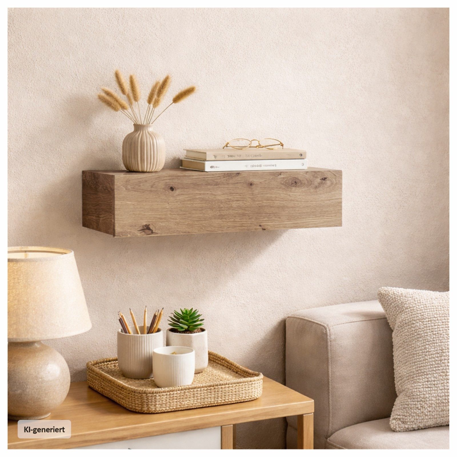 HTI-Living Wandregal mit Schublade 40 cm Artisaneiche, 1 Stück 1-tlg.