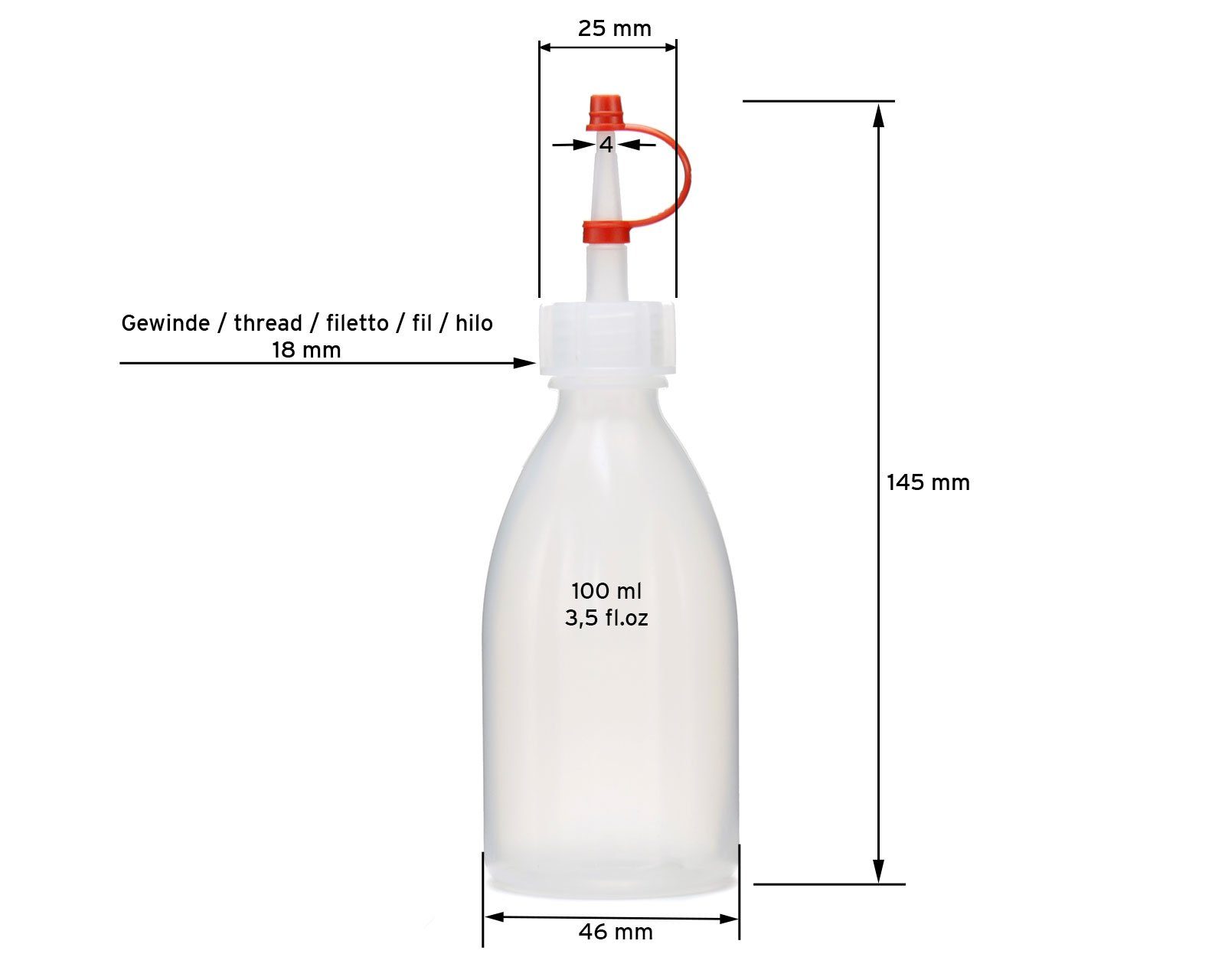 G18, aus OCTOPUS Kanister (10 LDPE, natur, rotes 100 St) Tropfverschluss, Plastikflaschen ml