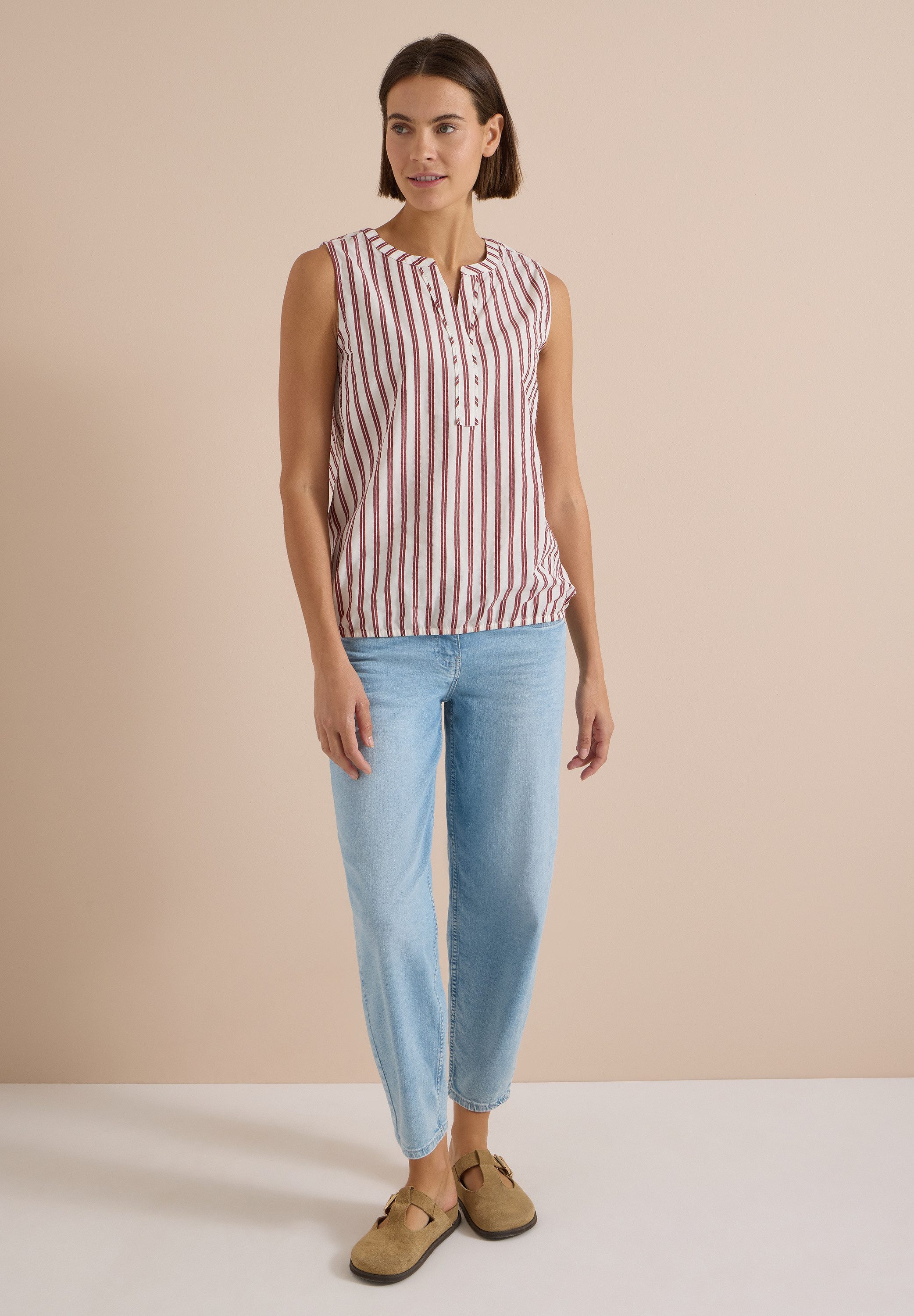 CECIL Blusentop mit gestreiftem Seersucker-Look