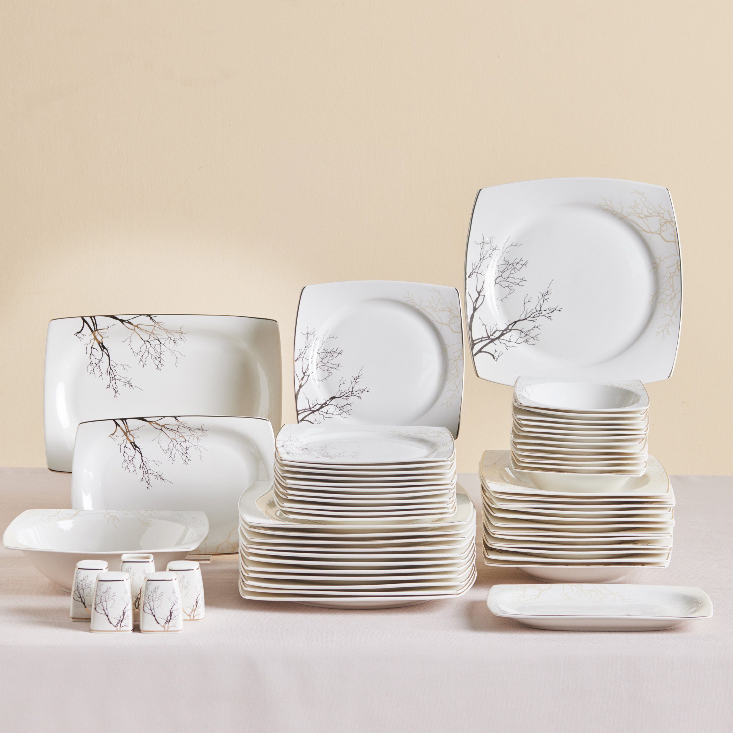 Karaca Geschirr-Set Karaca Autumn New Bone 57-teiliges Geschirrset für 12 Personen