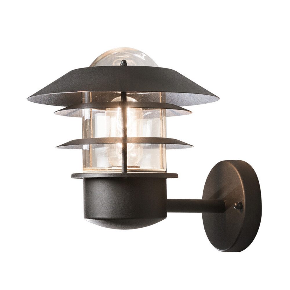 KONSTSMIDE Außen-Wandleuchte Aluminium, schwarz, IP44, wassergeschützt, G, L220mm, wassergeschützt