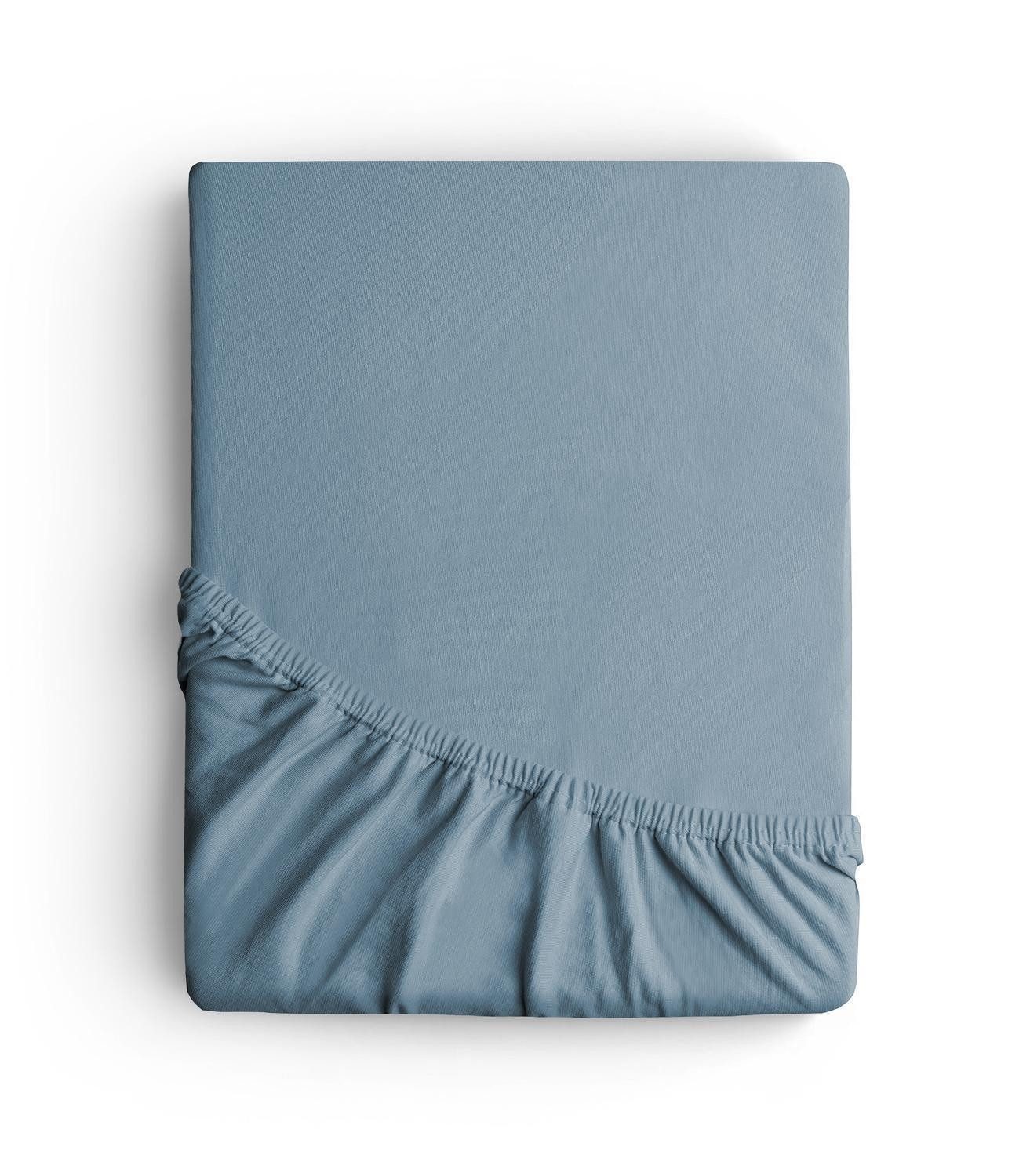 Spannbettlaken Jersey, 90 x 200 cm, Stahlblau, Uni, 140 g/m, Jersey, Gummizug: rundum, (1 Stück), mit Rundumgummizug