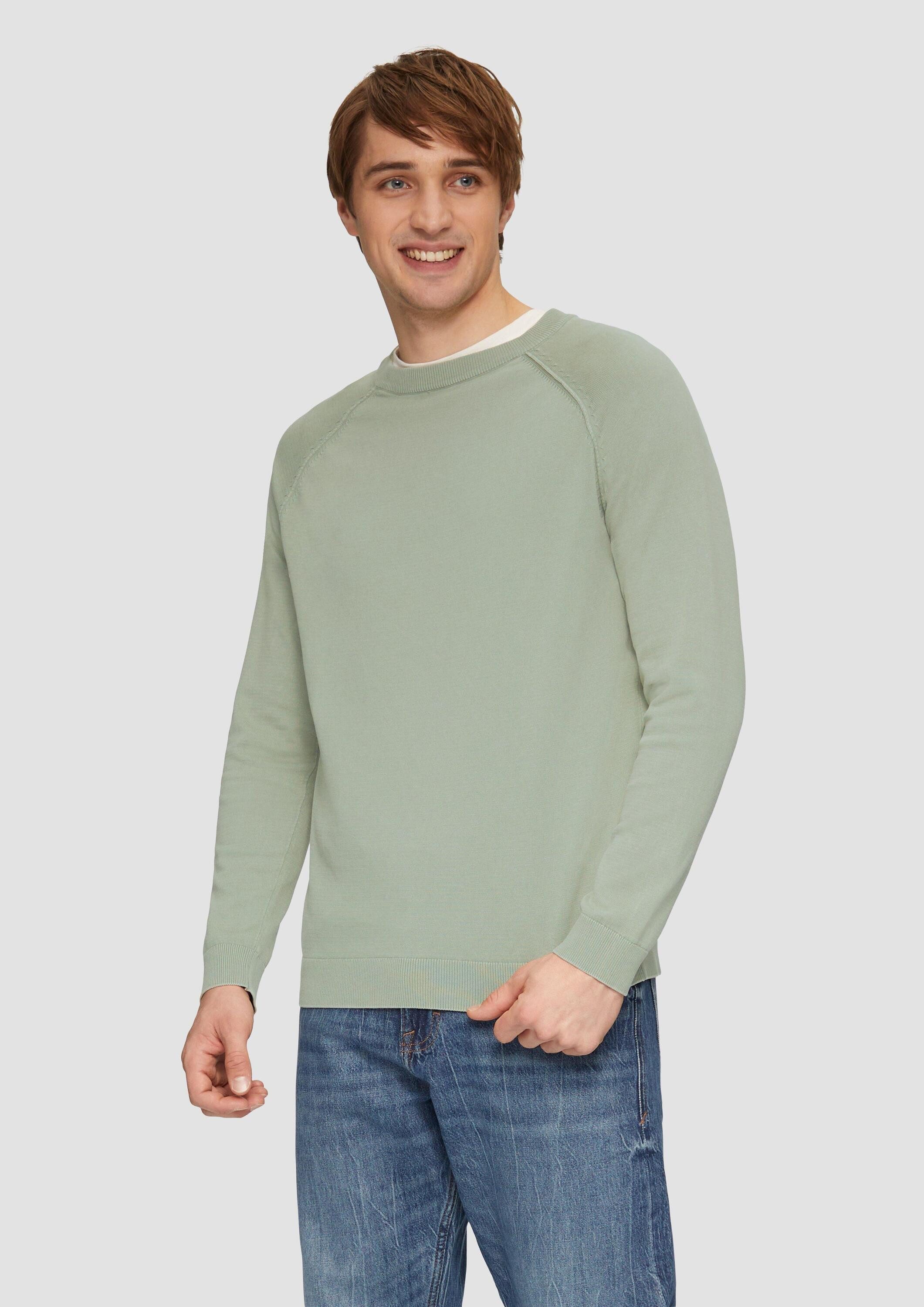 QS Longpullover Strickpullover Baumwollpullover im Used-Look günstig online kaufen