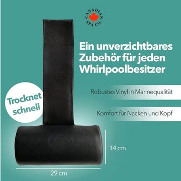 Canadian Spa GmbH Whirlpoolsitz Kopfstütze - schwarz (Rund), Beschwert, Universal für jeden Whirlpool, 29 cm lang, 14 cm breit.