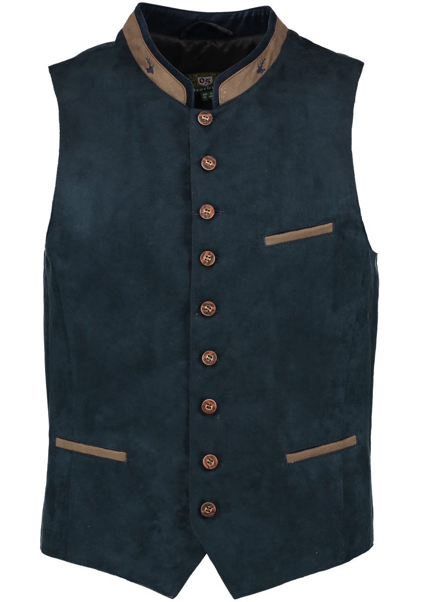 OS Trachten Trachtenweste Glayon Herren Weste mit Hirsch-Emblem auf Kragen günstig online kaufen