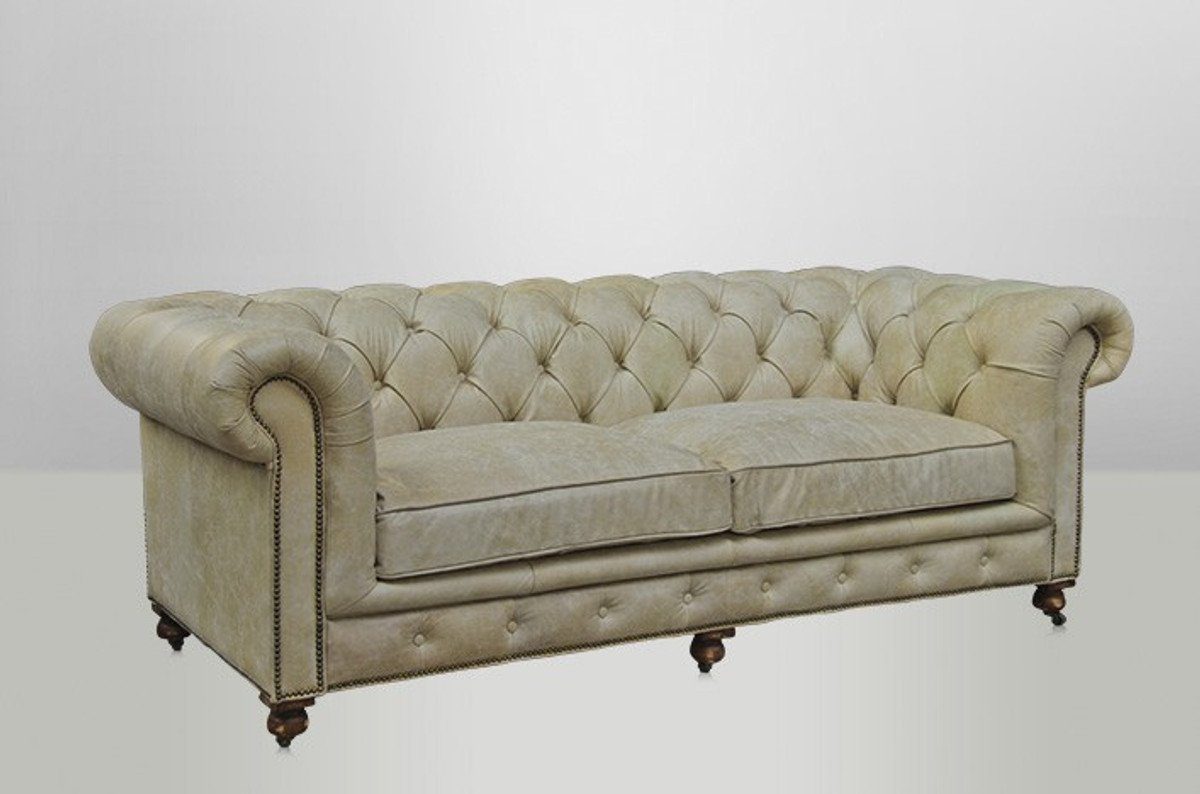 Chesterfield-Sofa Padrino Leder Casa 2.5 Sawia Echt Galata Sofa von Leder Seater Luxus Vintage Chesterfield