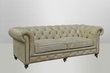 Casa Padrino Chesterfield-Sofa Chesterfield Luxus Echt Leder Sofa 2.5 Seater Vintage Leder von Galata Sawia