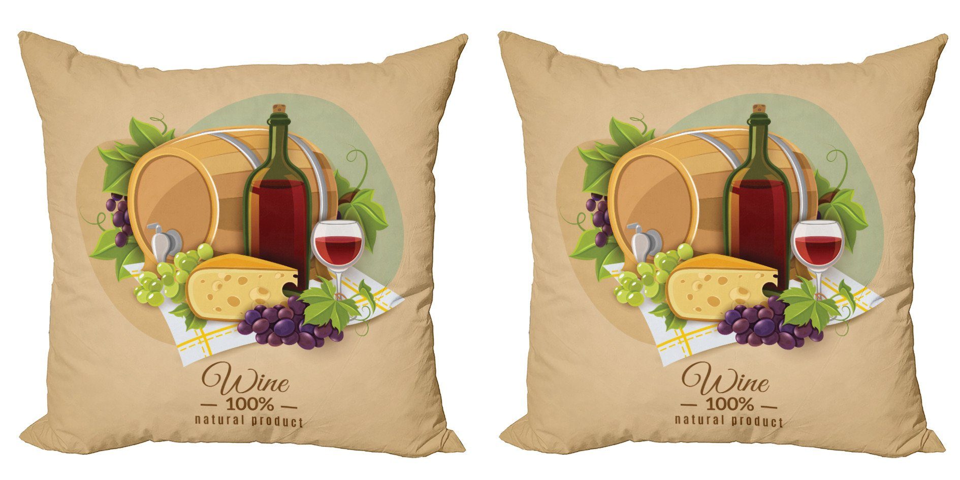 Kissenbezüge Modern Accent Doppelseitiger Digitaldruck, Abakuhaus (2 Stück), Traube Wein Natural Product Picknick | Kissenbezüge