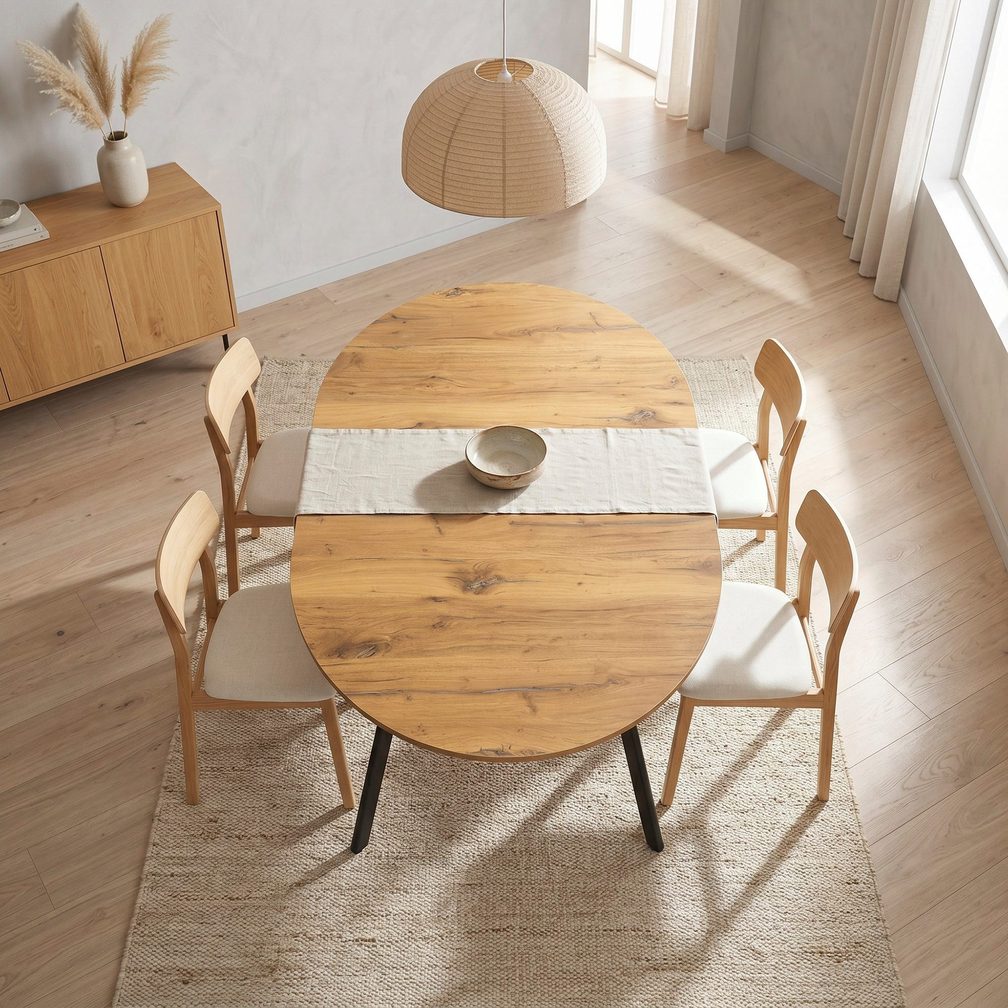 B&D home Esstisch TILL, ausziehbar 120-160 cm mit Butterfly-Einlage, Gestell in Schwarz/Weiß