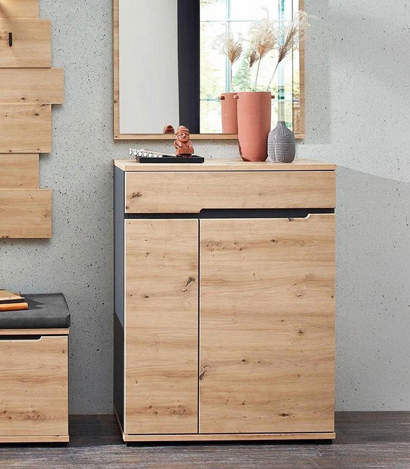 Vito Schuhschrank SEDEO, Artisan Eiche Dekor, Graphitfarben, (1er Set) mit 2 Türen und 1 Schublade, BxHxT 80 x 106 x 38 cm