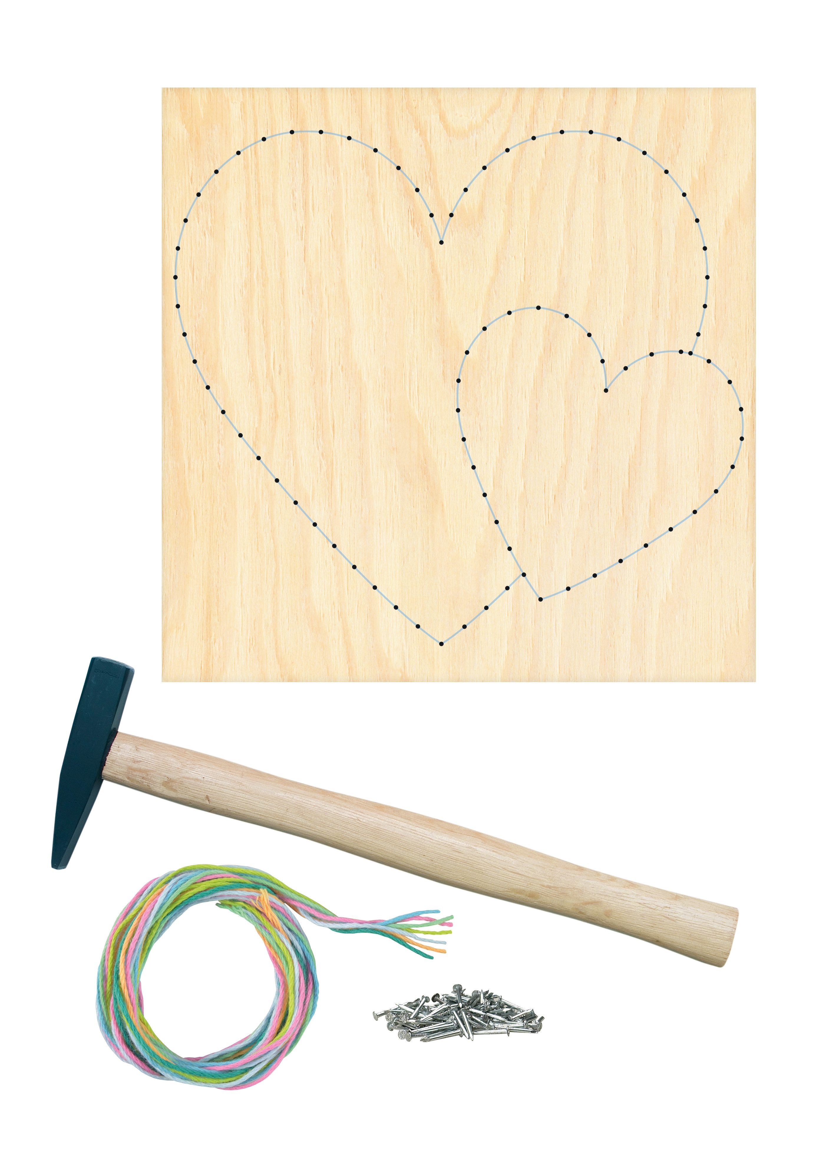 Pebaro Kreativset Nagelbild-Set, Fadenbild, mit Motiv Herz, NB6-SET