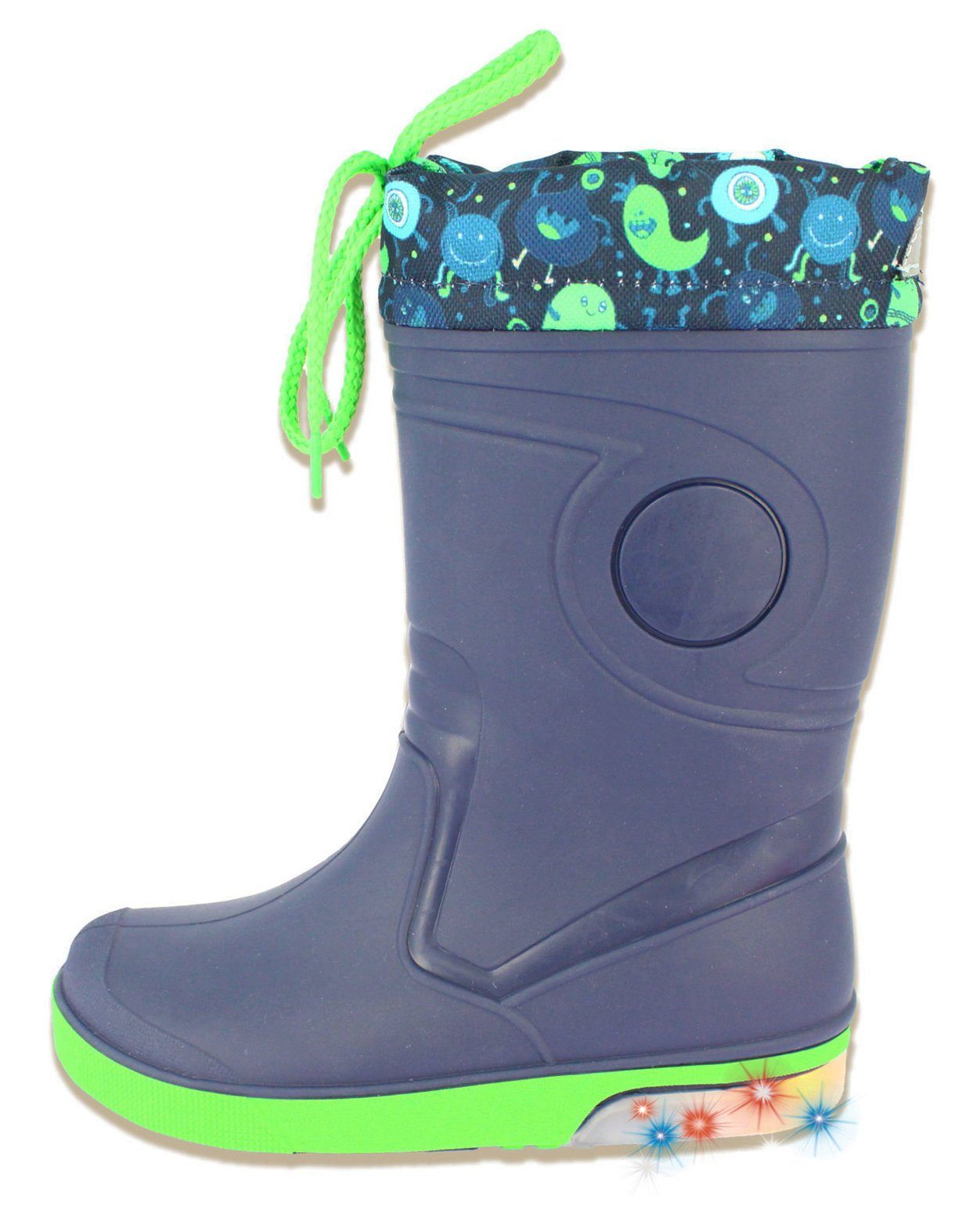 Beck Regenstiefel mit Blinkersohle Blinking Flummies mit Warmfutter Gummistiefel (für Jungen, kuscheliges Warmfutter, für warme Füße bei Nässe und Kälte) wasserdicht, schmale Passform