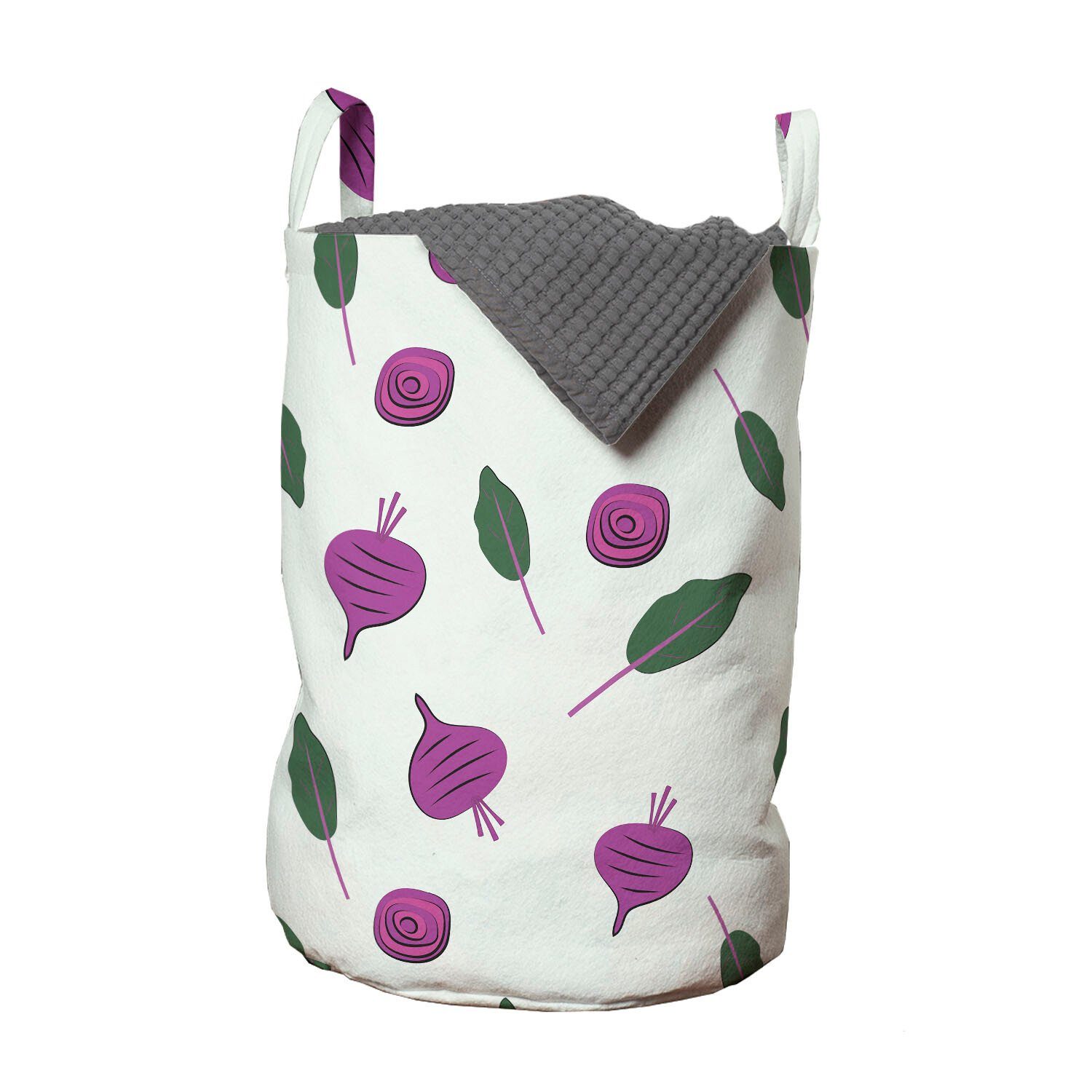 Abakuhaus Wäschesäckchen Wäschekorb mit Griffen Kordelzugverschluss für Waschsalons, Gemüse Beetroots und Blätter