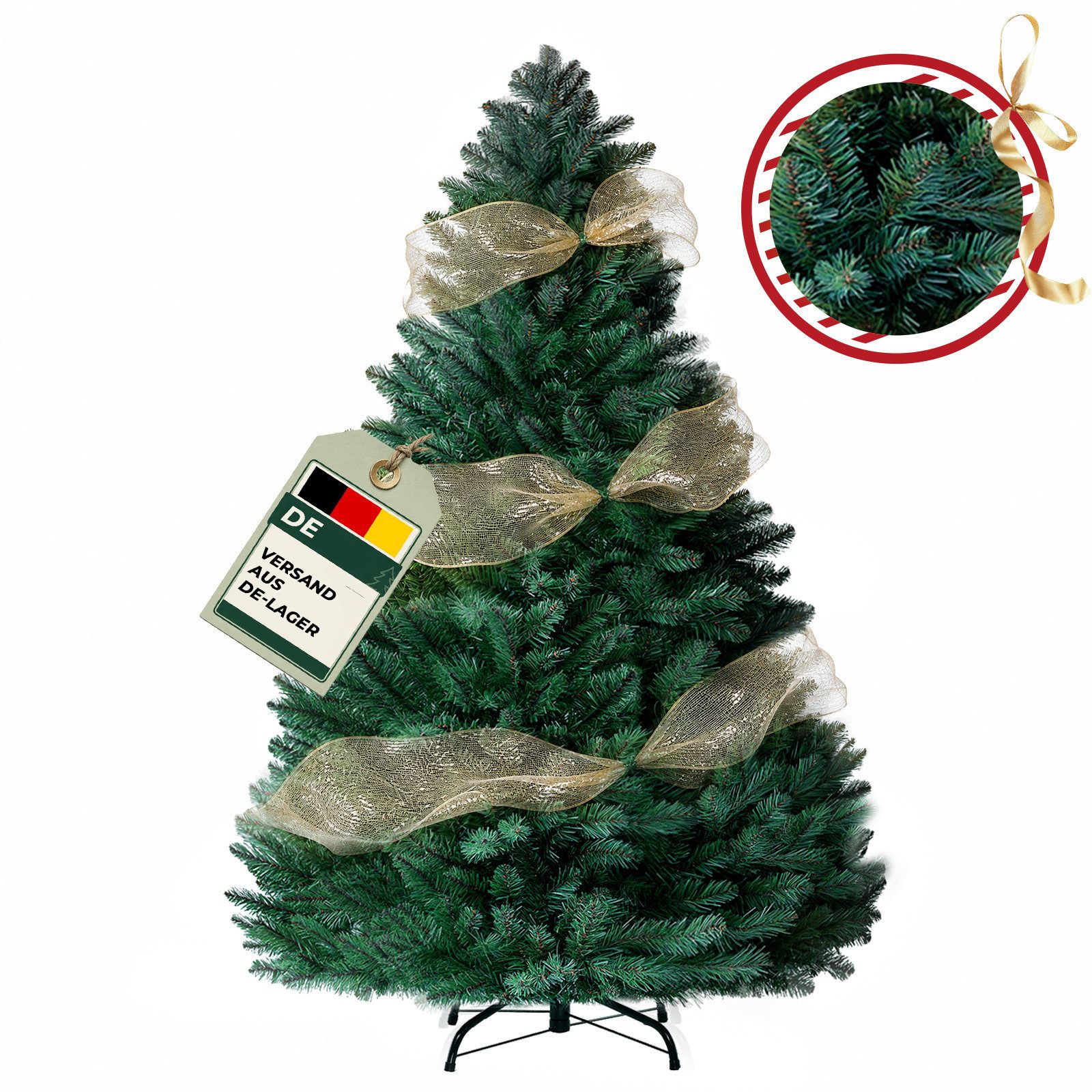 COMHOMA Künstlicher Weihnachtsbaum Weihnachtsdeko 195cm PVC Material mit 1000+ Spitzen Thickened Branches, Foldable abziehbar mit robuster Sockel