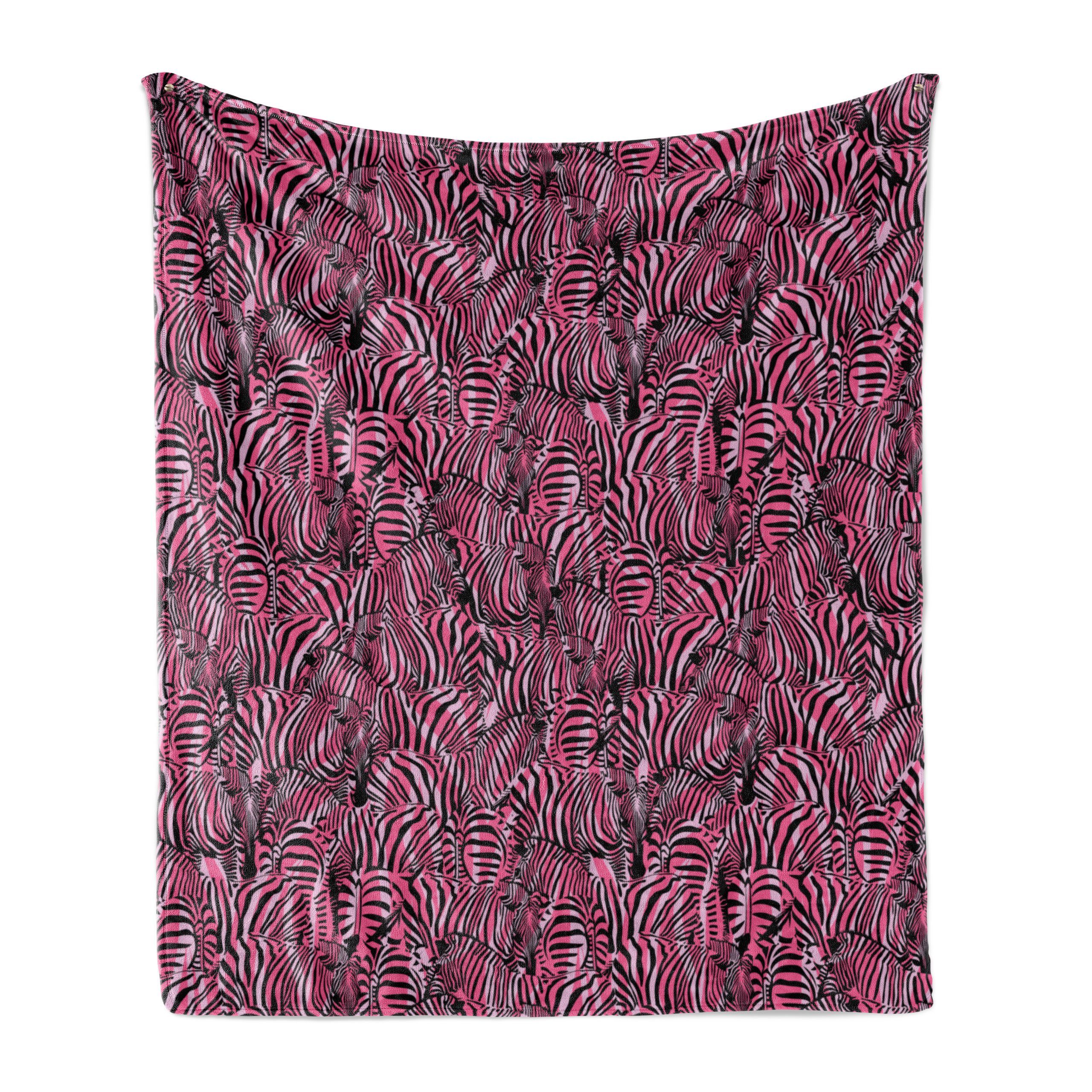 Wohndecke Gemütlicher Plüsch für den Innen- und Außenbereich, Abakuhaus, rosa Zebra Safari-Kunst-Muster