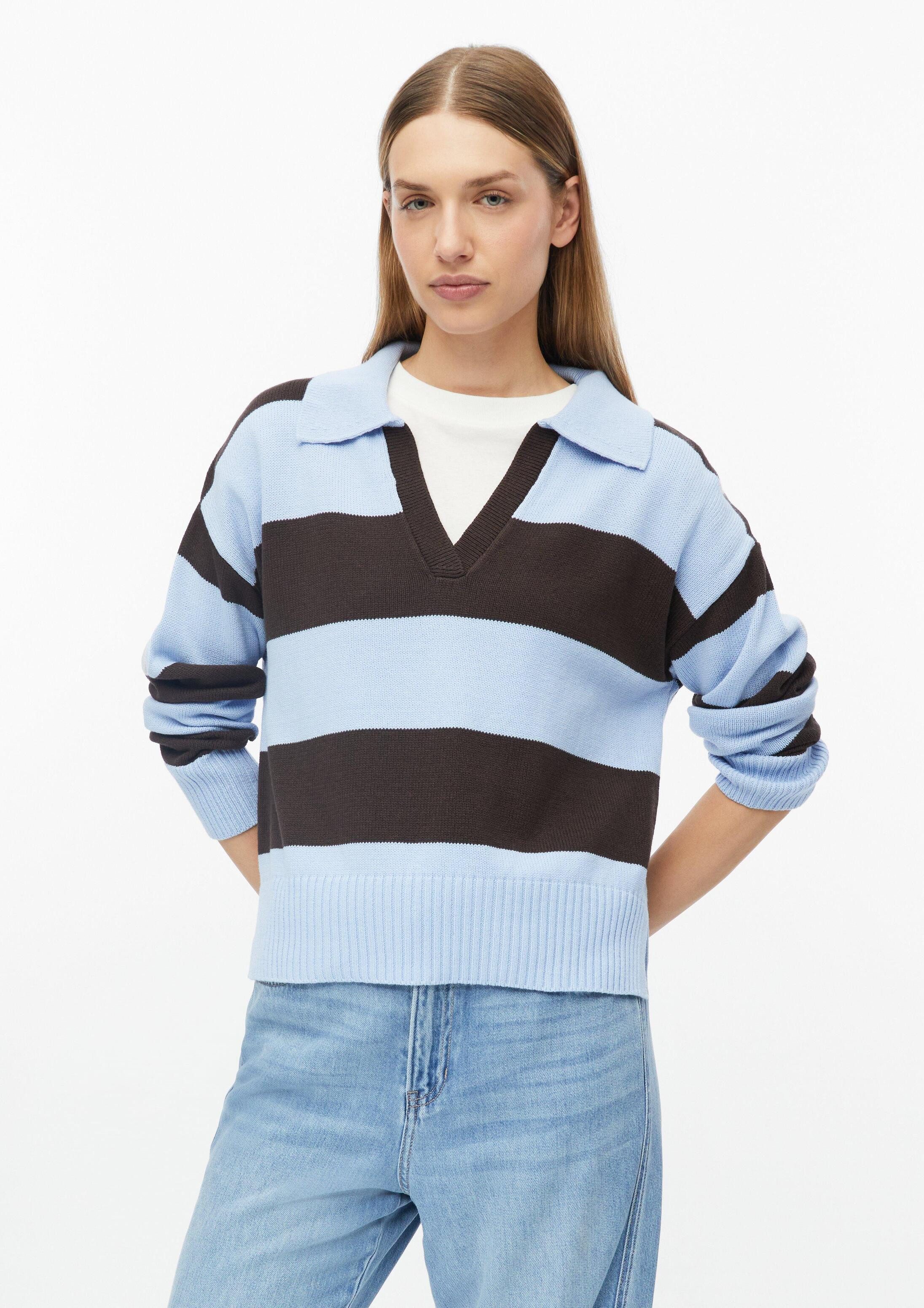 s.Oliver Longpullover Strickpullover Strick-Polo mit Streifen