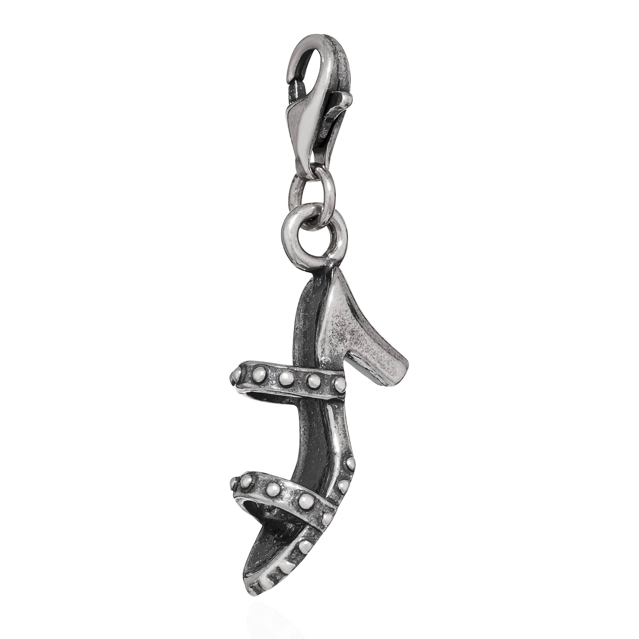 NKlaus Charm-Einhänger Damen-Sandalette Charm-Anhänger 925 Silber antik 30x10mm für Bettelarm