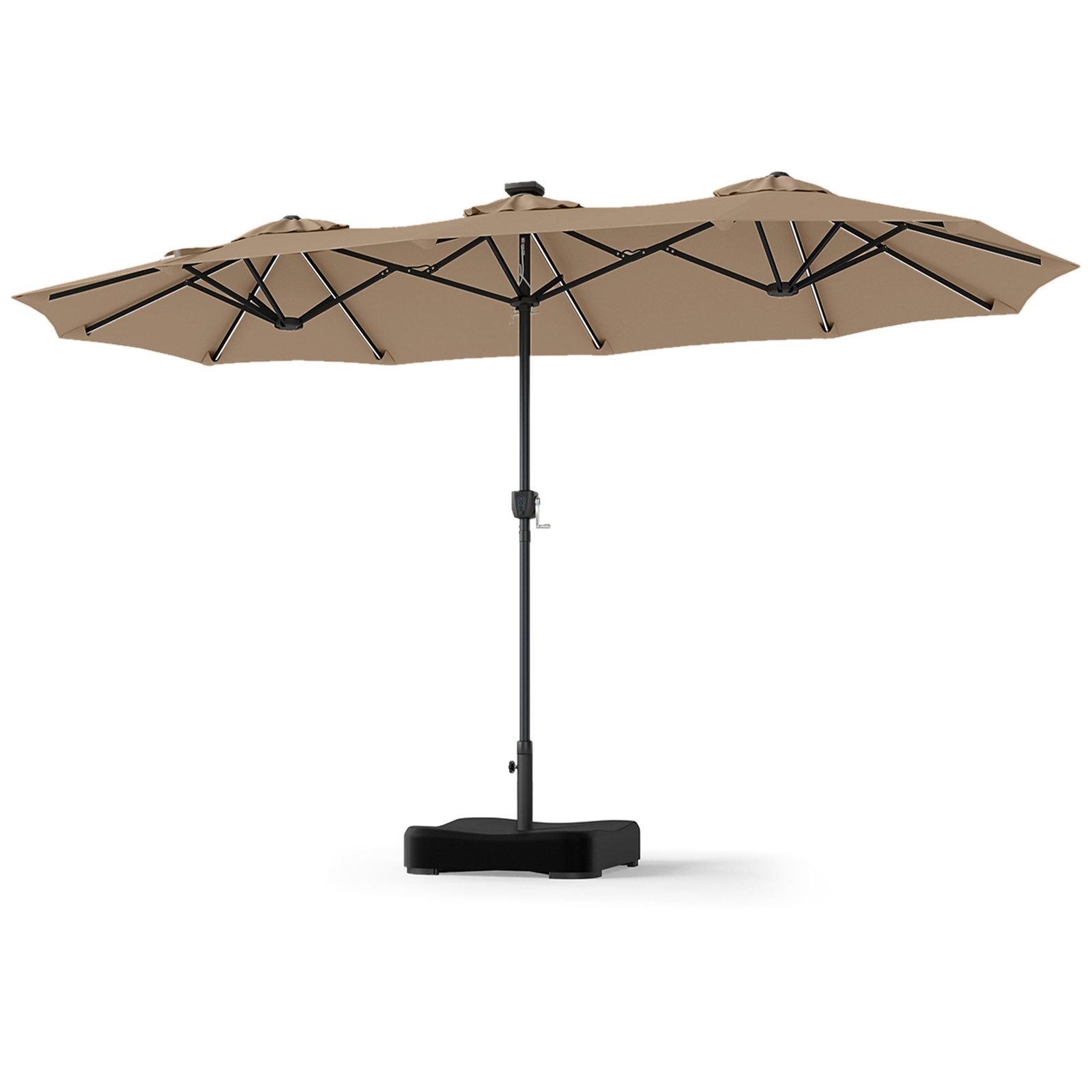 KOMFOTTEU Sonnenschirm, Gartenschirm mit 108 Solar-LED-Leuchten, 12 Rippen & Ständer