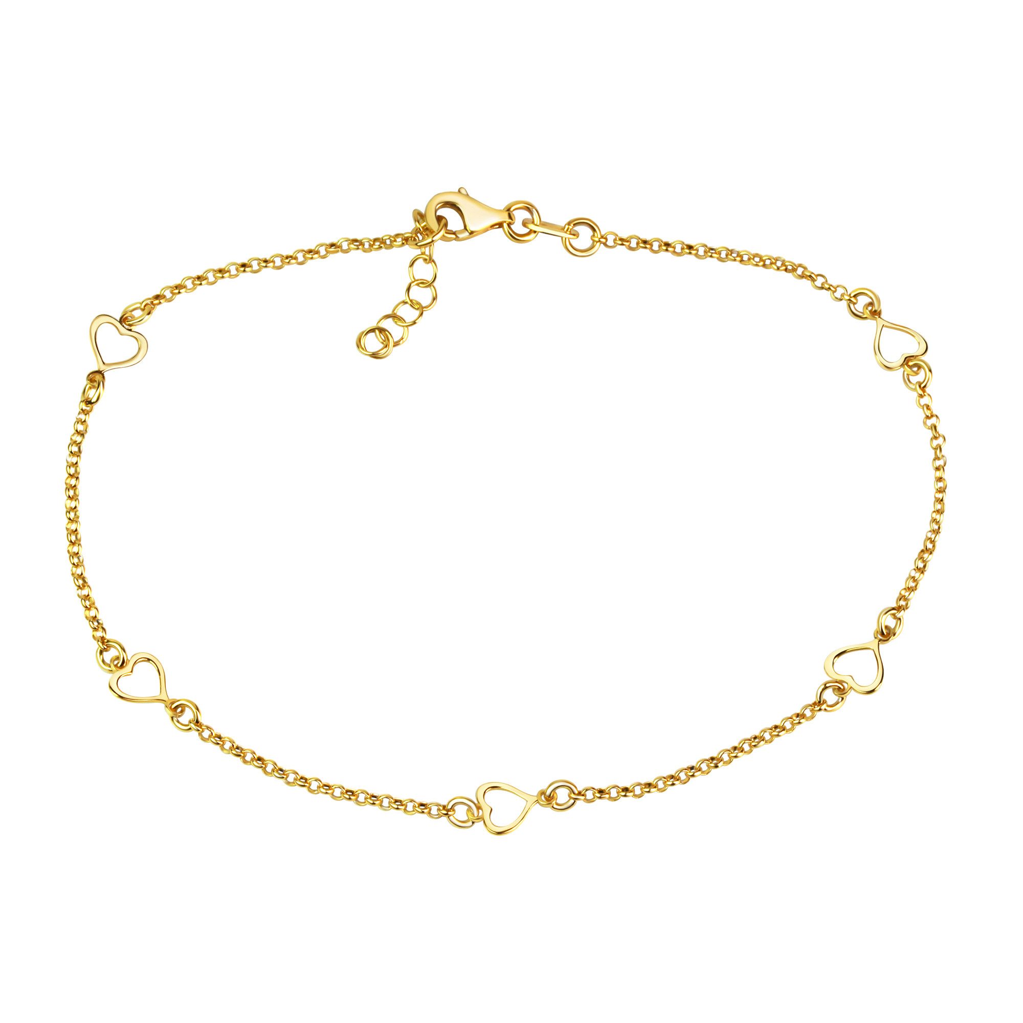 Vivance Fußkette 925/- Sterling Silber vergoldet Herzen
