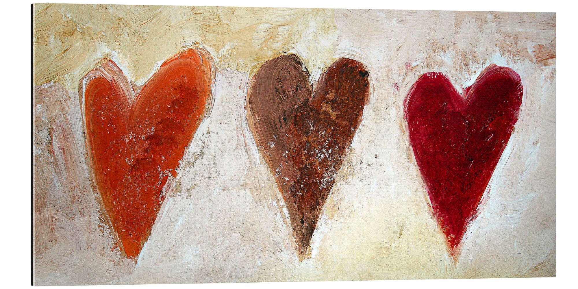 Posterlounge Плакат Tina Melz, 3 Herzen, Schlafzimmer Malerei