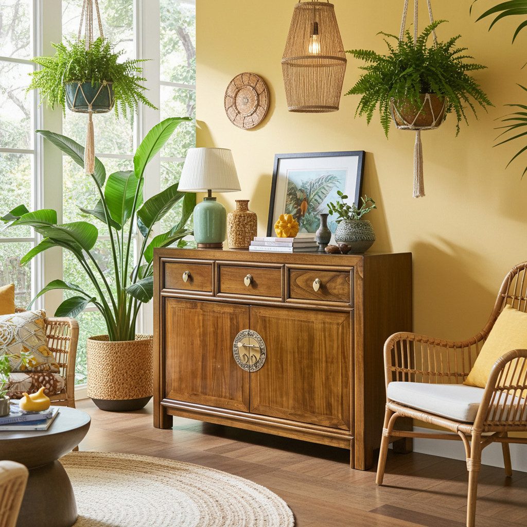 OPIUM OUTLET Kommode Vintage Schrank Sideboard braun asiatisch chinesisch orientalisch (B x T x H: 117 x 40 x 85 cm, Anrichte Buffet kastanien-braun), Asia Möbel Hochzeitsschrank komplett montiert