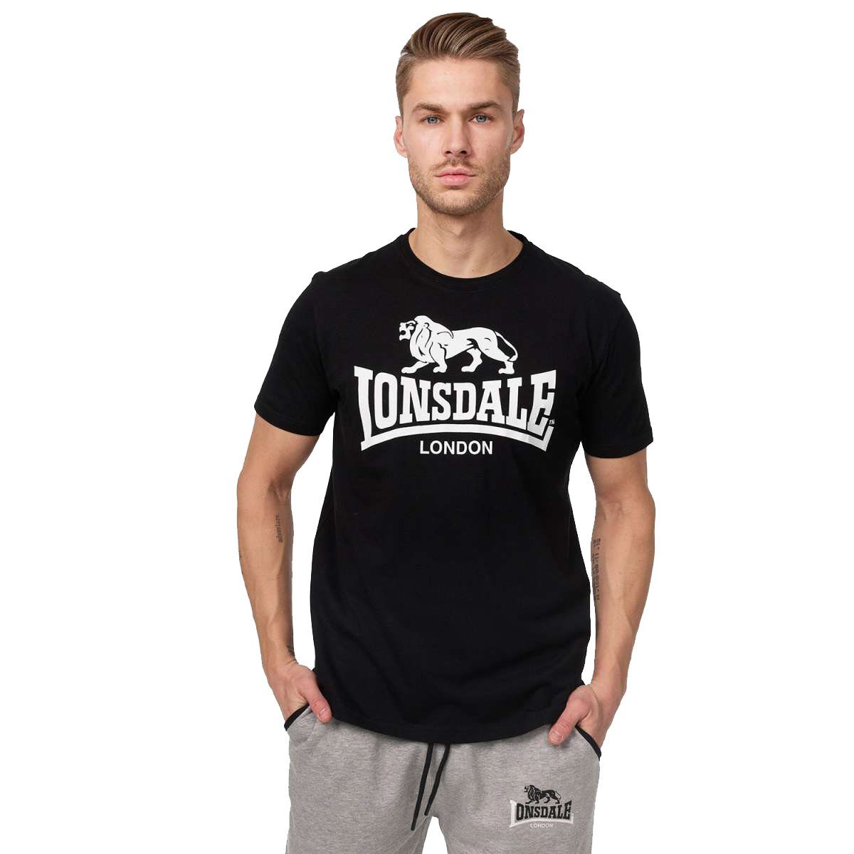 T-Shirt Lonsdale black Logo (1-tlg) Lonsdale Herren XL T-Shirt
