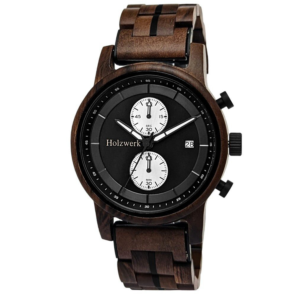 Holzwerk Chronograph Herren Holz Armband Uhr mit Datum, (Inklusive Armbandk günstig online kaufen