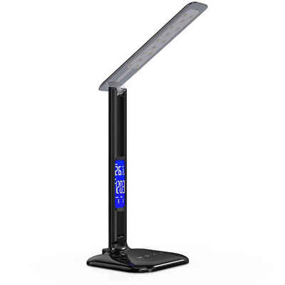 kwmobile LED Tischleuchte, dimmbare LED Schreibtischlampe Lampe - Tischlampe mit USB Ladefunktion - Schreibtisch Nachttischlampe mit LCD Display