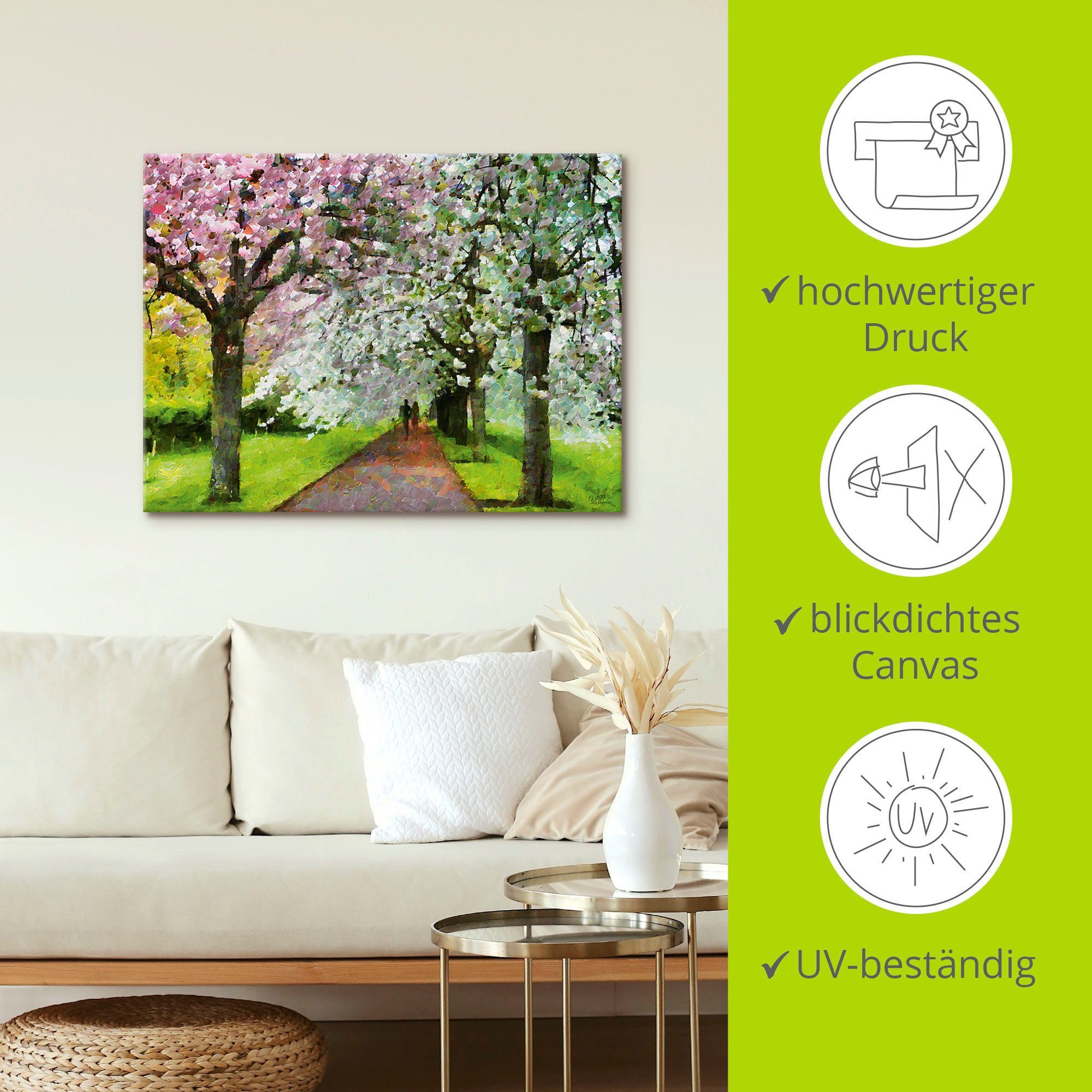 Artland Wandbild Blühende Kirschen, Baumbilder Wandaufkleber als versch. St), Alubild, oder (1 in Leinwandbild, Größen Poster