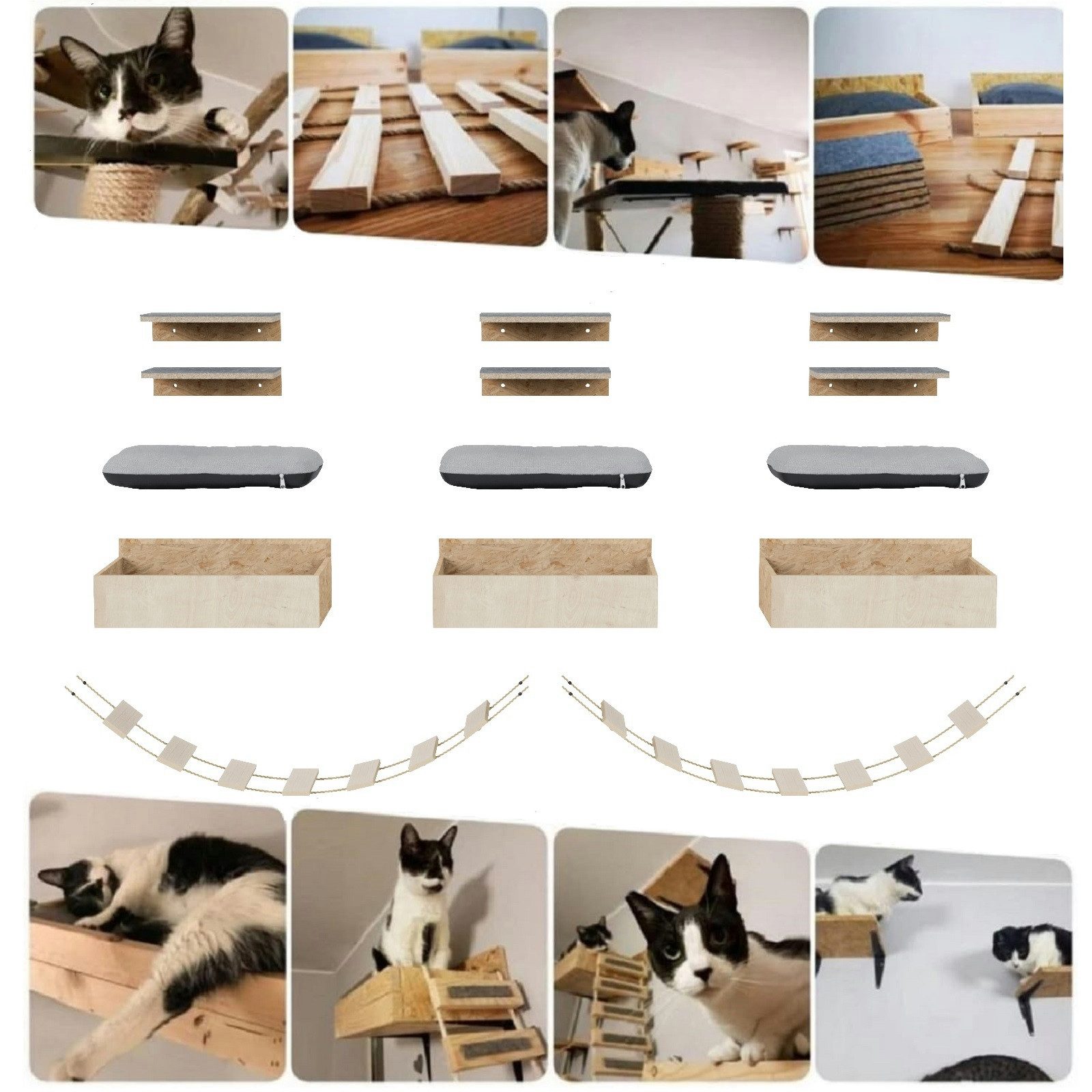QLS Katzen-Kletterwand Wandmontage, Katzenliege Wandliege Katzenbett günstig online kaufen
