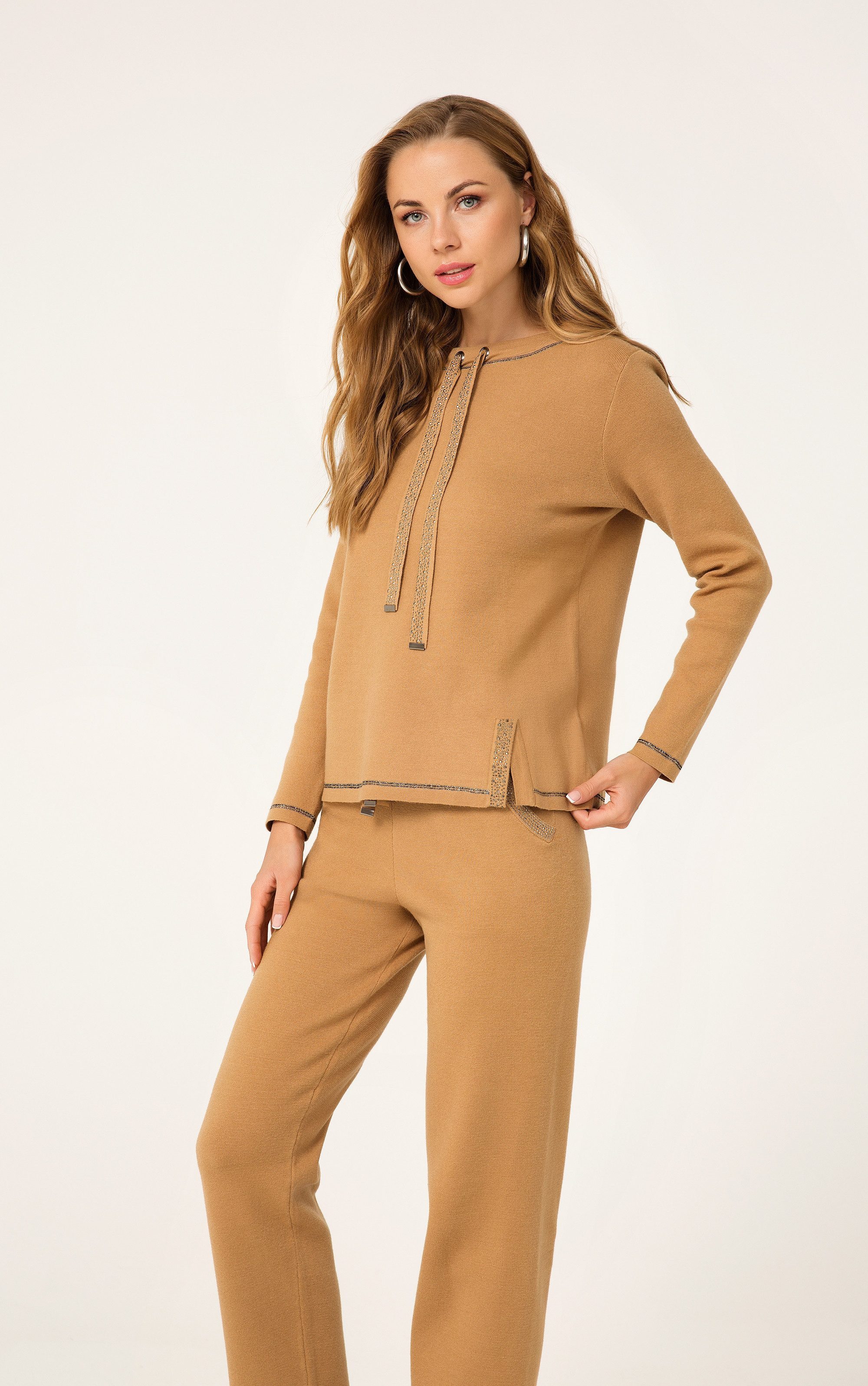 Passioni Strickpullover mit Kordeln und Glitzersteinen günstig online kaufen