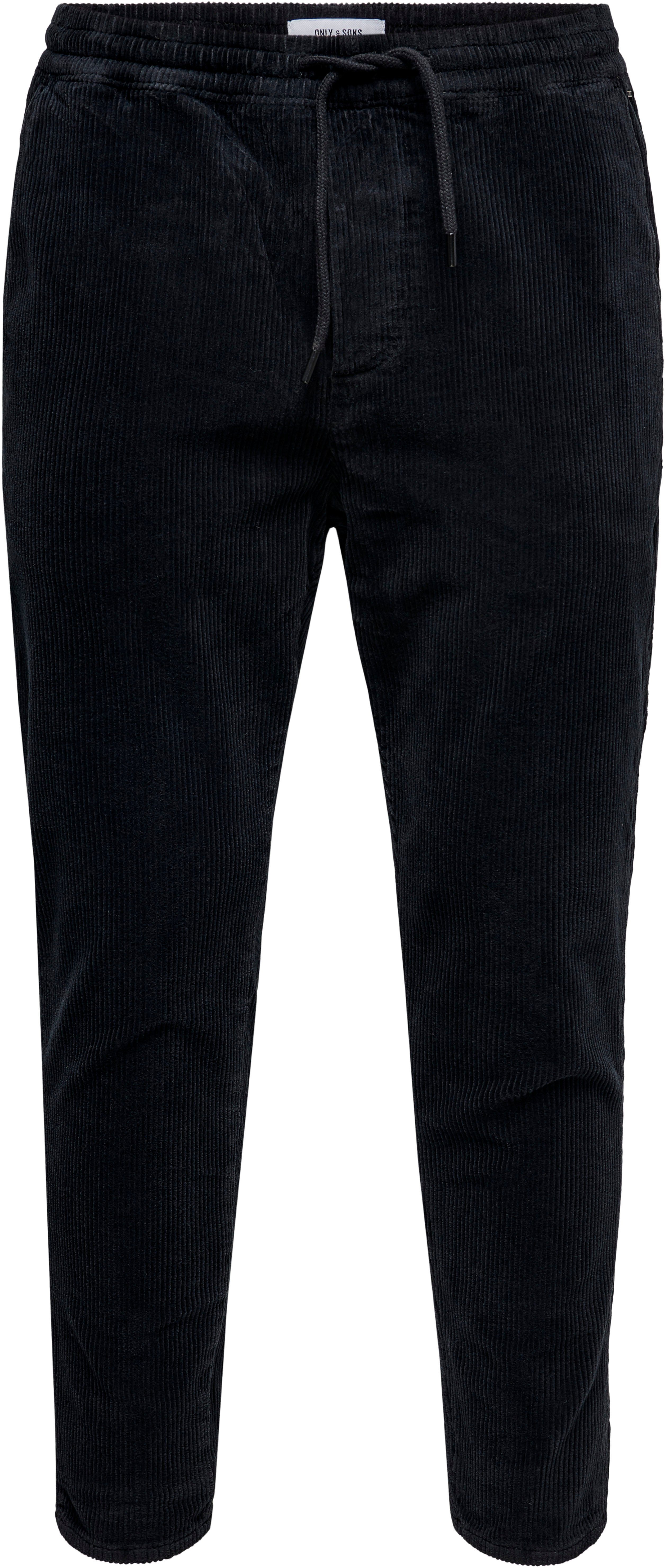 LINUS ONLY SONS Black Cordschlupfhose LIFE CROPPED CORD &