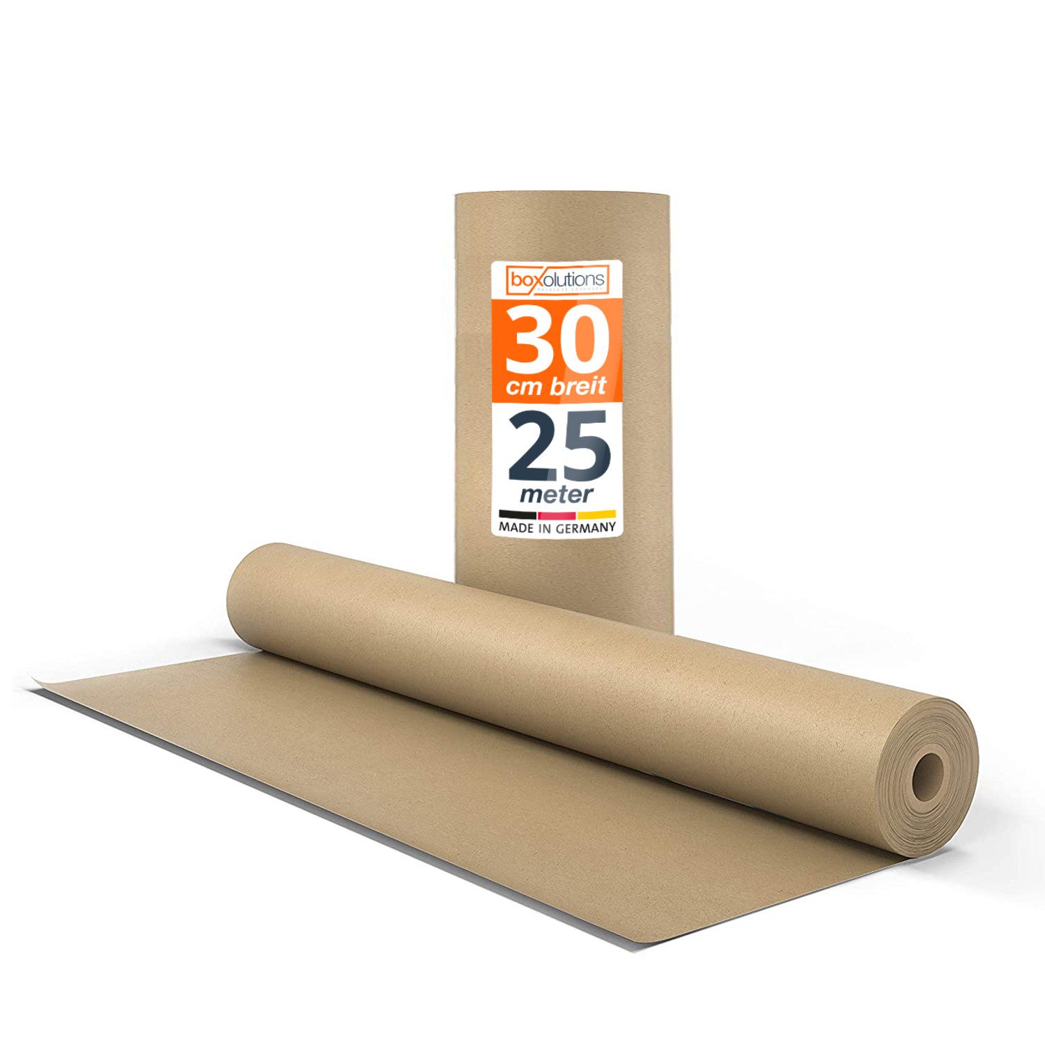 Boxolutions Packpapier Natürliches Geschenkpapier, Kraftpapier braun, 1 Rolle, 0,3 m x 25 m
