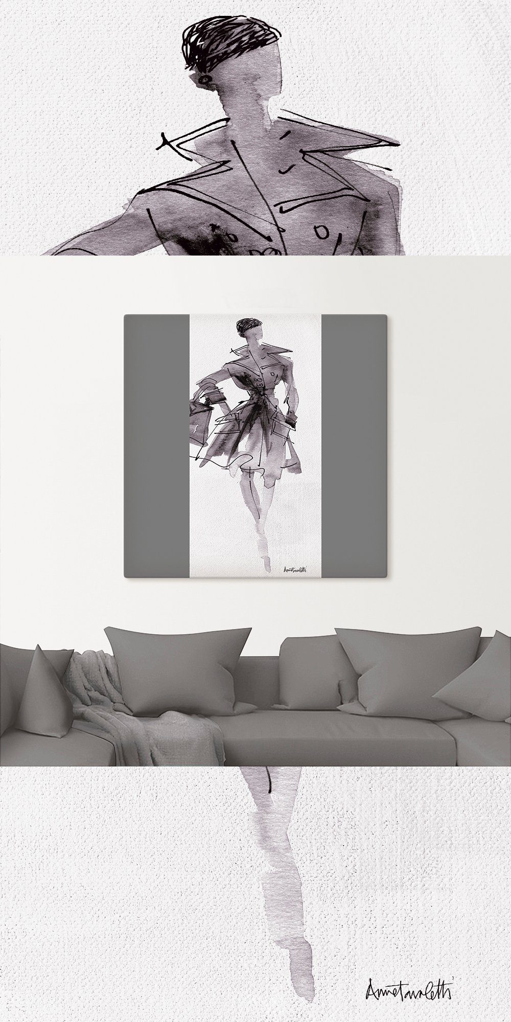 Artland Leinwandbild Mode Skizzenbuch VII, Mode (1 St), auf Holzrahmen gespannt