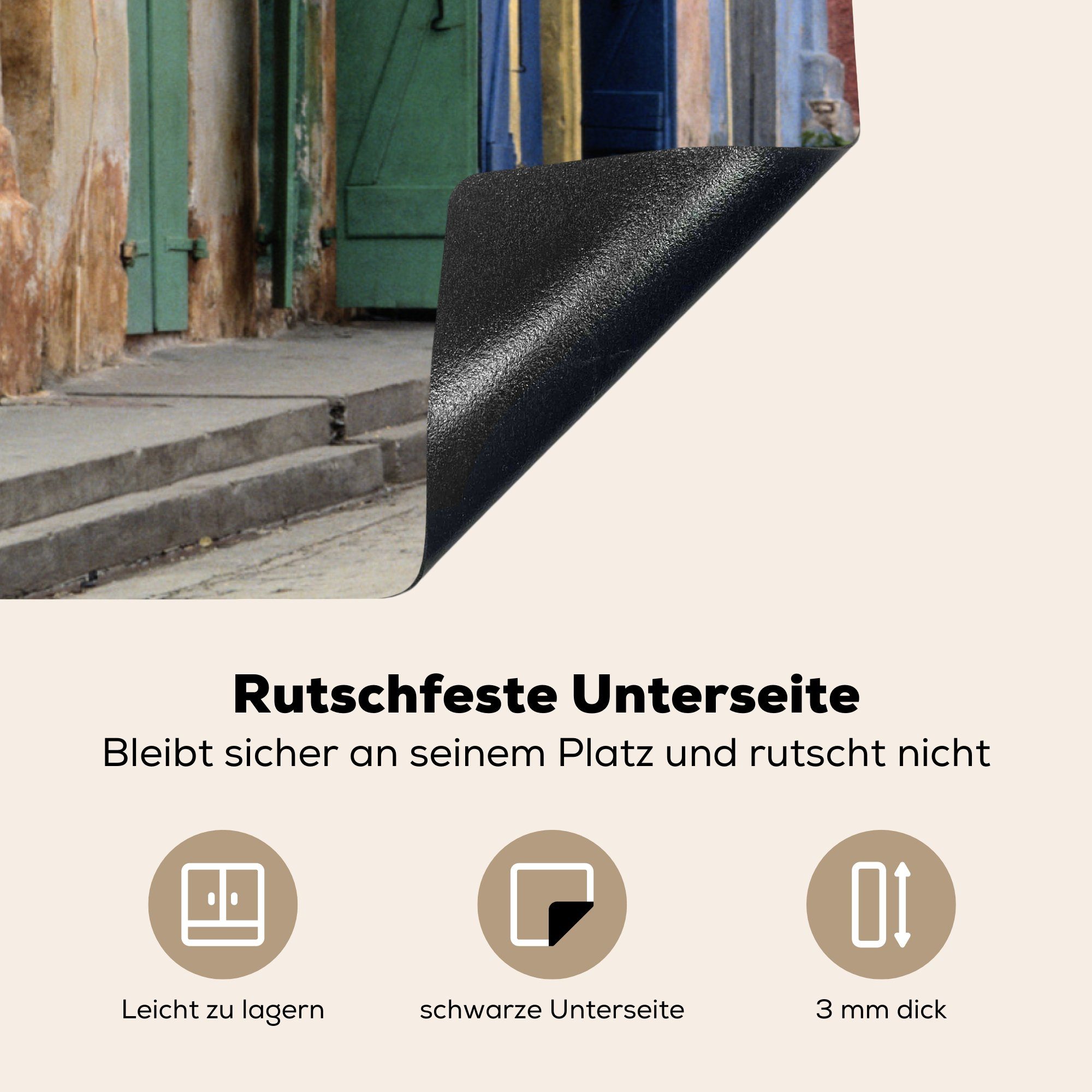 die in Schutz Eine Herdblende-/Abdeckplatte Port-au-Prince, Induktionskochfeld Straße Ceranfeldabdeckung Vinyl, tlg), für malerische küche, cm, 81x52 (1 MuchoWow