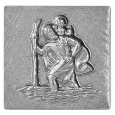 HR Autocomfort Metallschild Kleine Plakette Heiliger Sankt Christophorus 3 cm Relief Christopherus