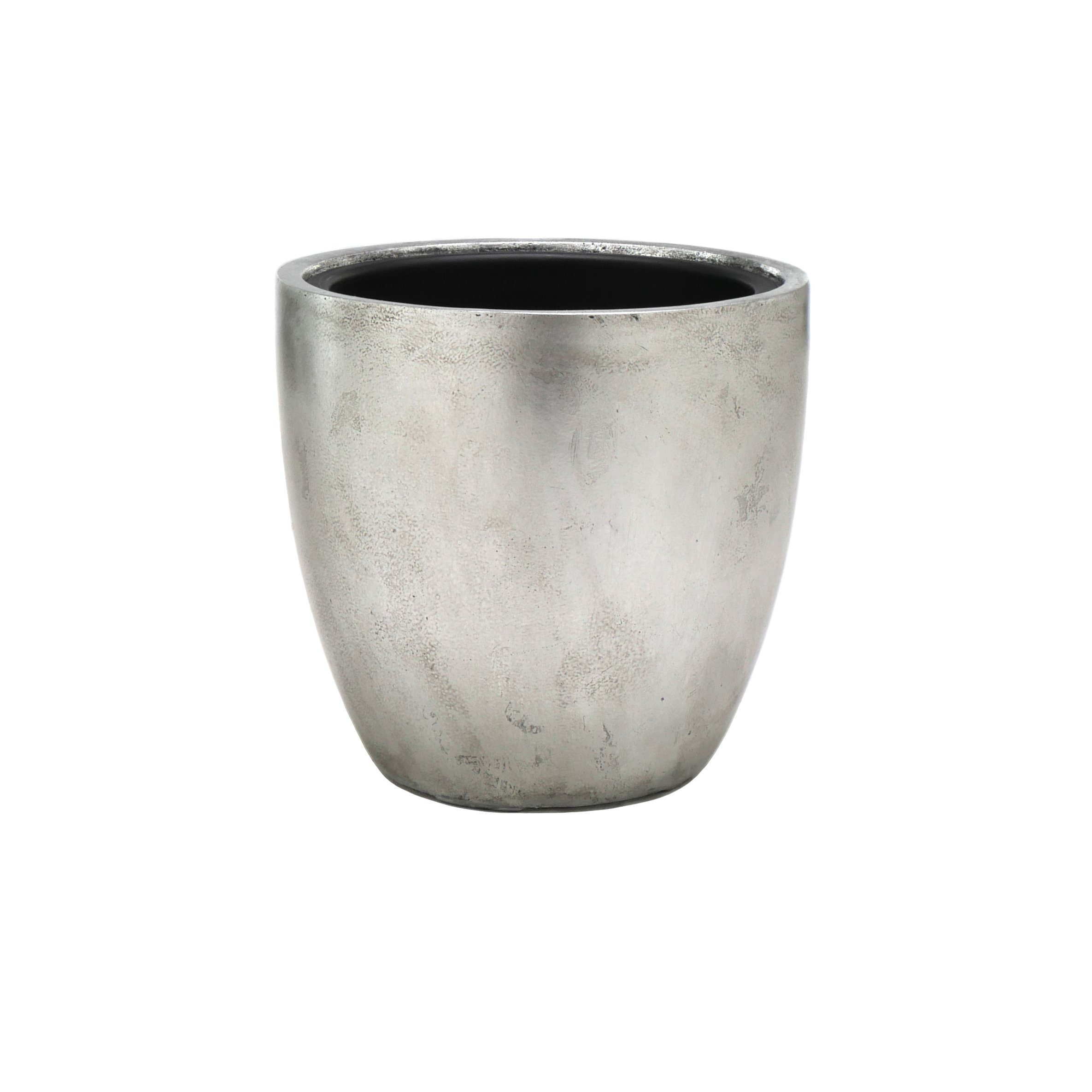 Flingora Pflanzkübel Faye, mit Einsatz - Fiberglas - Indoor - Silber - Ø 30 günstig online kaufen