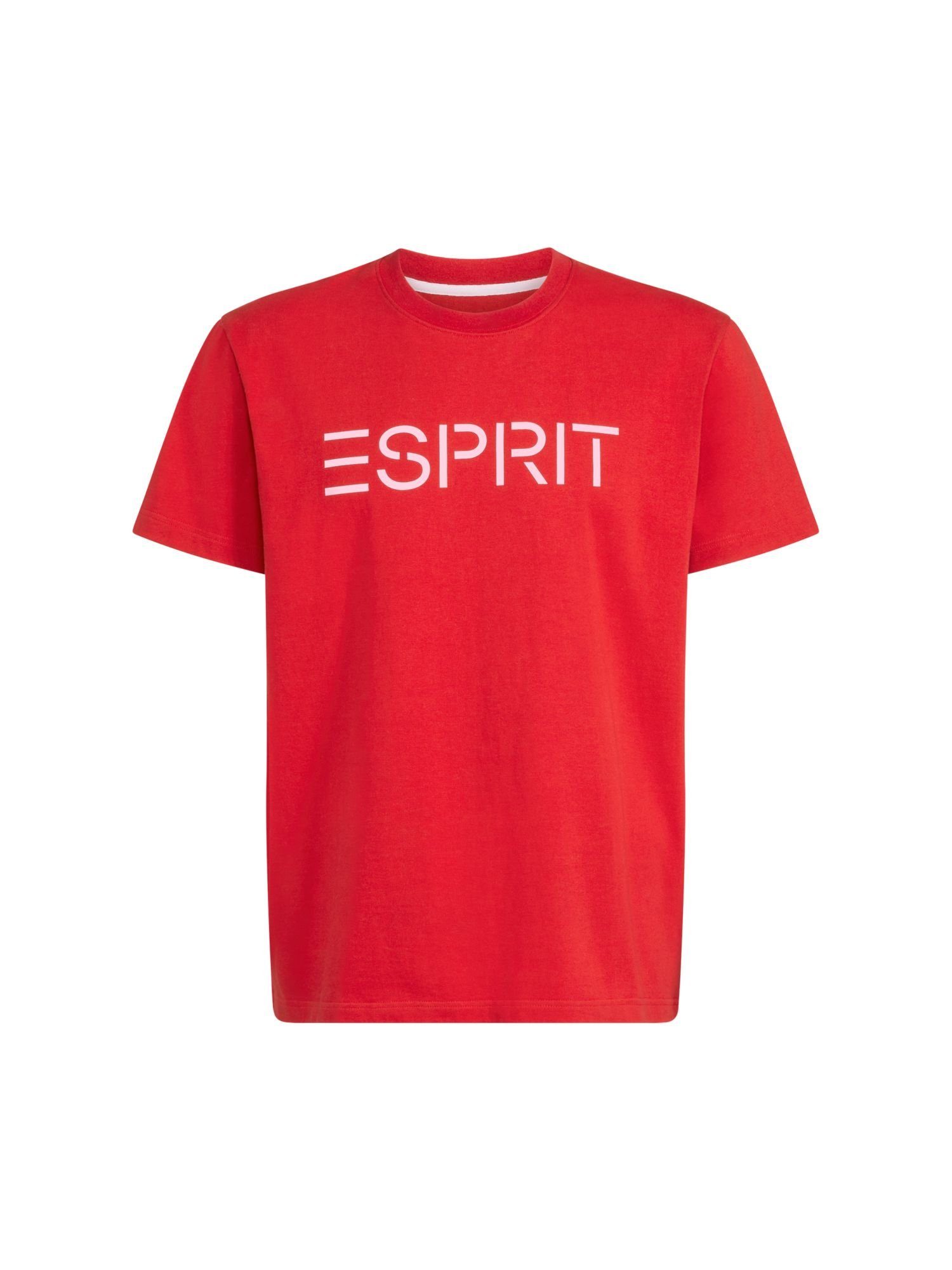 Esprit T-Shirt Unisex Logo-T-Shirt aus Baumwolljersey (1-tlg) RED