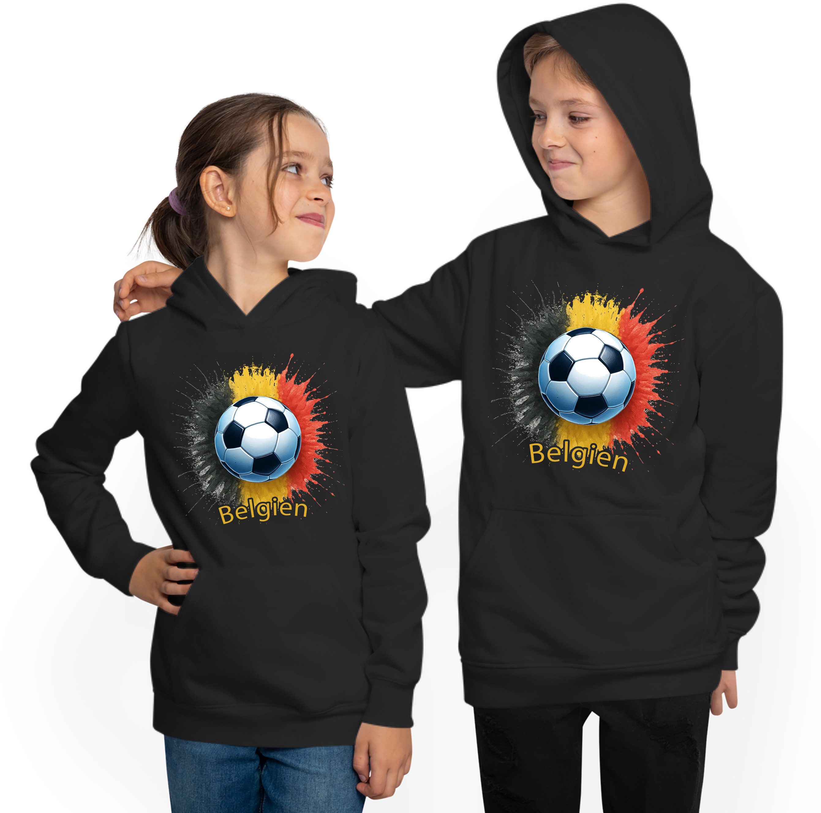 MyDesign24 Hoodie Kinder WM Hoodie Fussball Kapuzensweater – Belgien Fan Hoodie i671