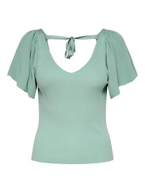 ONLY T-Shirt Geripptes T-Shirt Kurzarm V-Neck Top mit weiten Ärmeln ONLLEELO 4897 in Mint